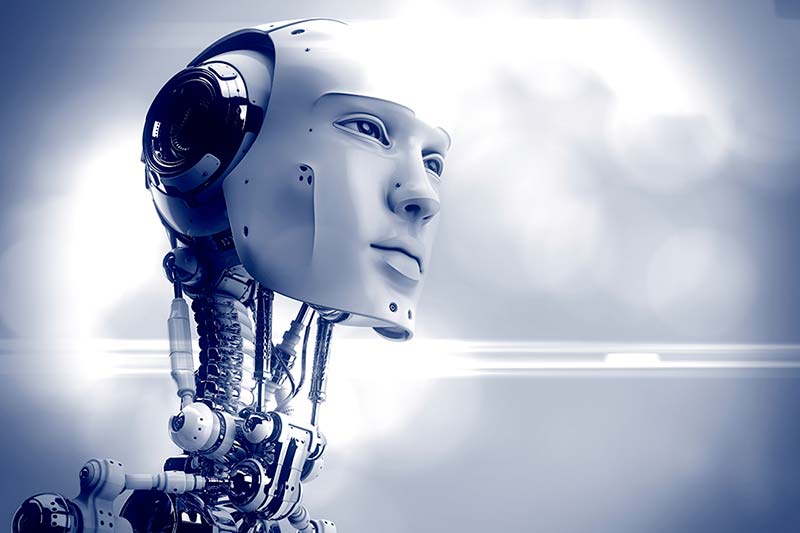 Futuristic humanoid robot.