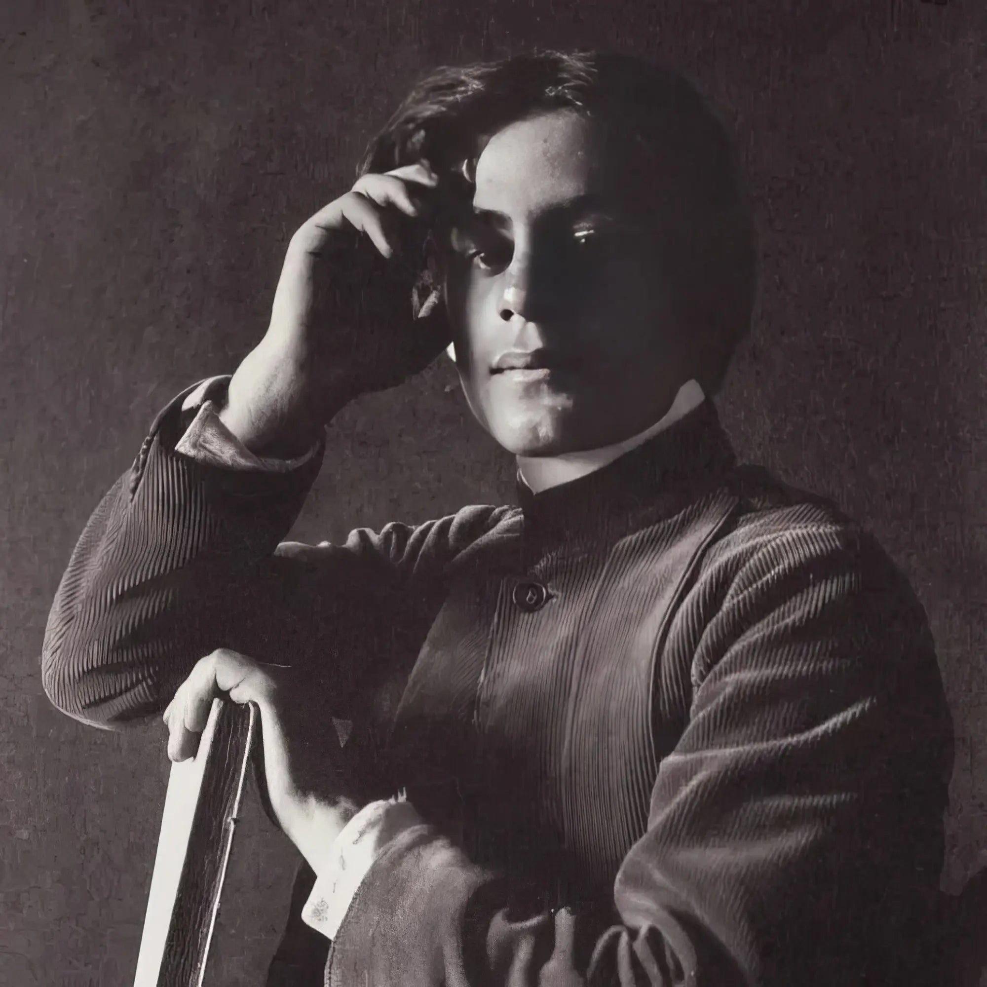 Monochrome portrait of a young man.