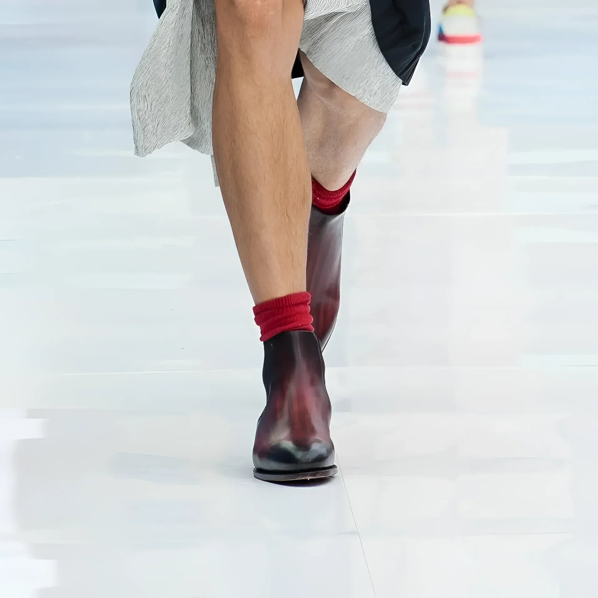 Burgundy Patina Chelsea Boots II paired with stylish red socks for a chic look