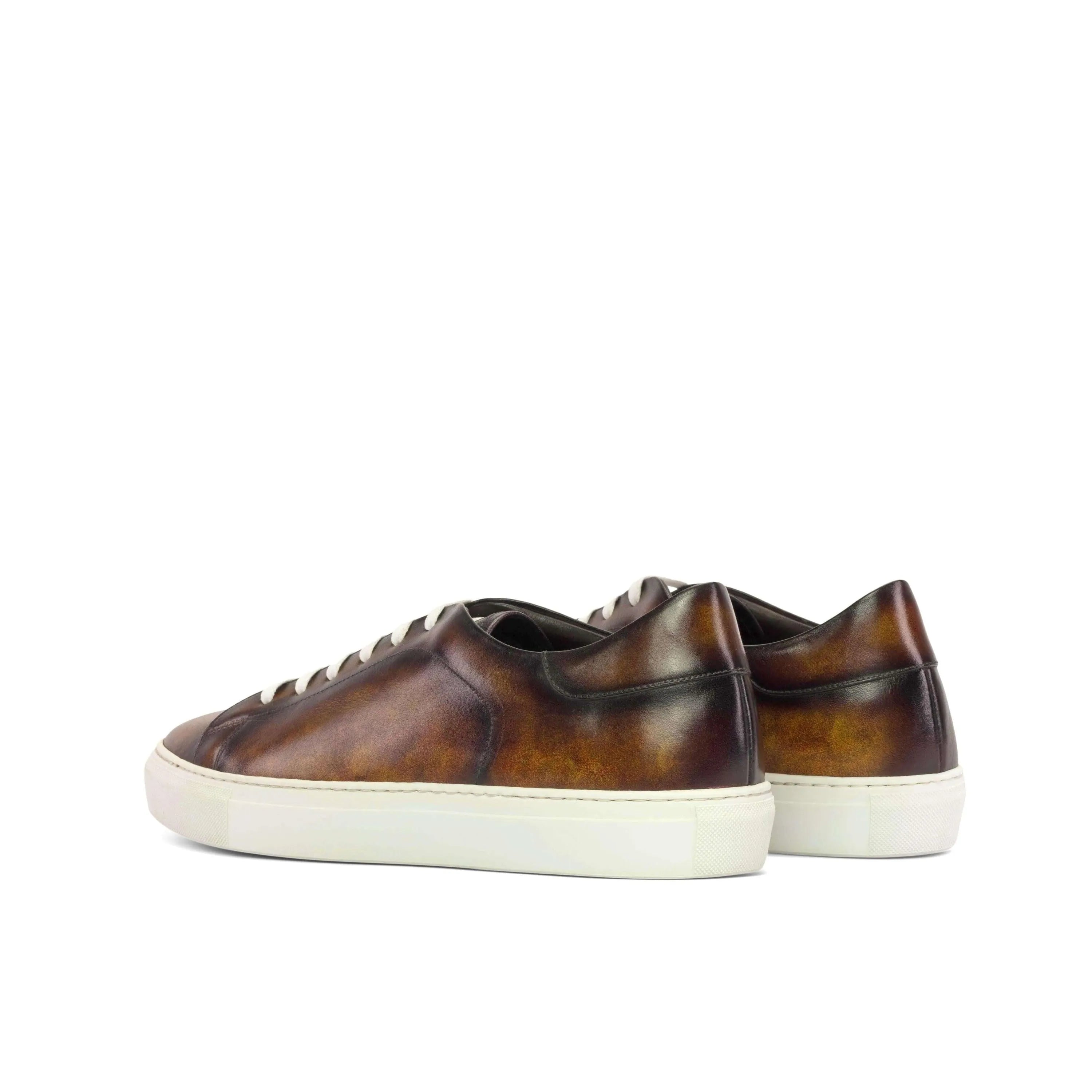 Brown leather 1789 Trainer Patina Sneaker with white soles and cupsole design