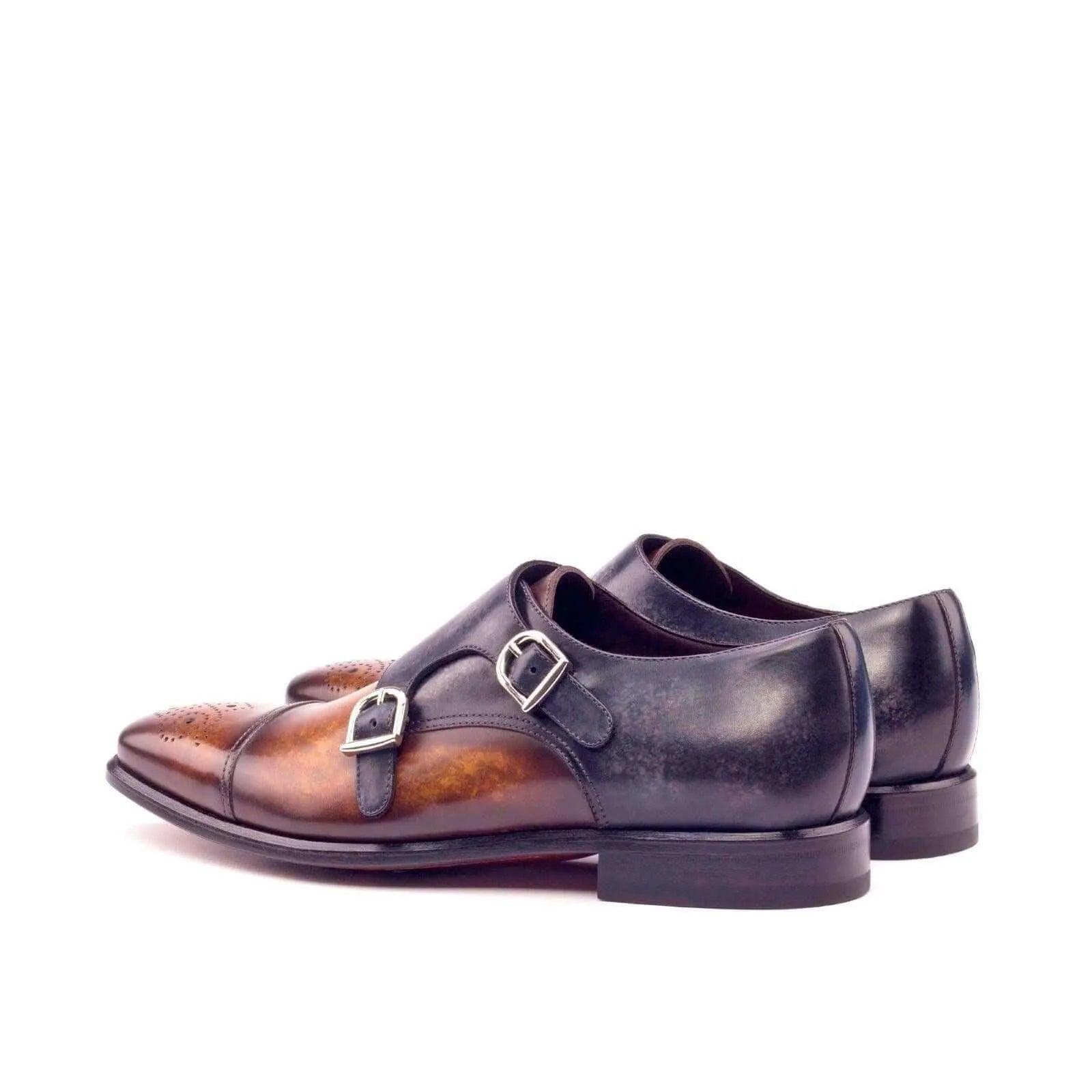 Two-toned leather double monk shoes from 1825 Double Monk Patina II collection