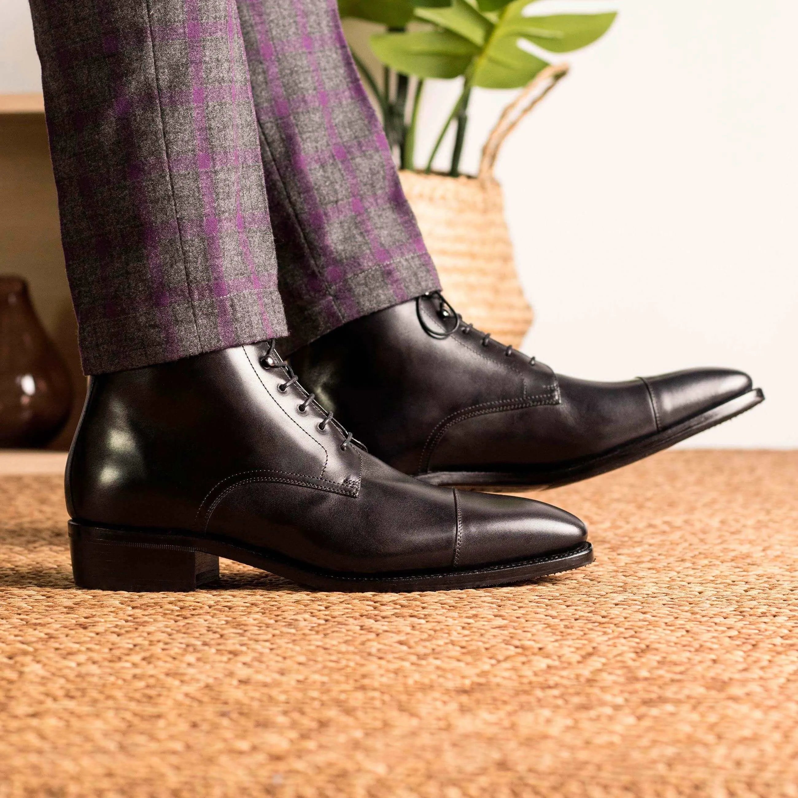 Black leather cap-toe 1955 Jumper Boots, ideal for fast lane style, arrive in business days