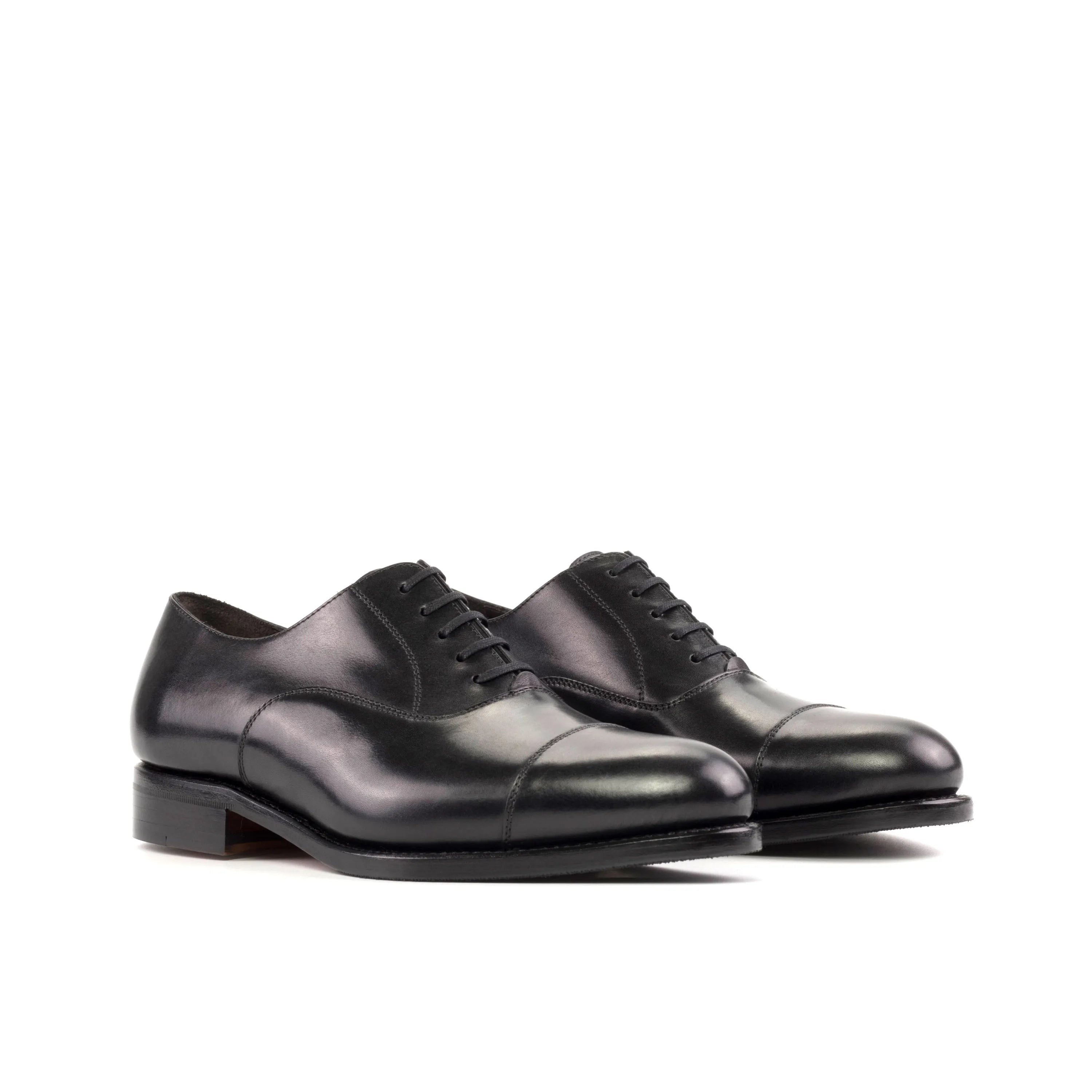 Pair of black leather 5910 Oxford shoes, perfect luxury bespoke shoes for men
