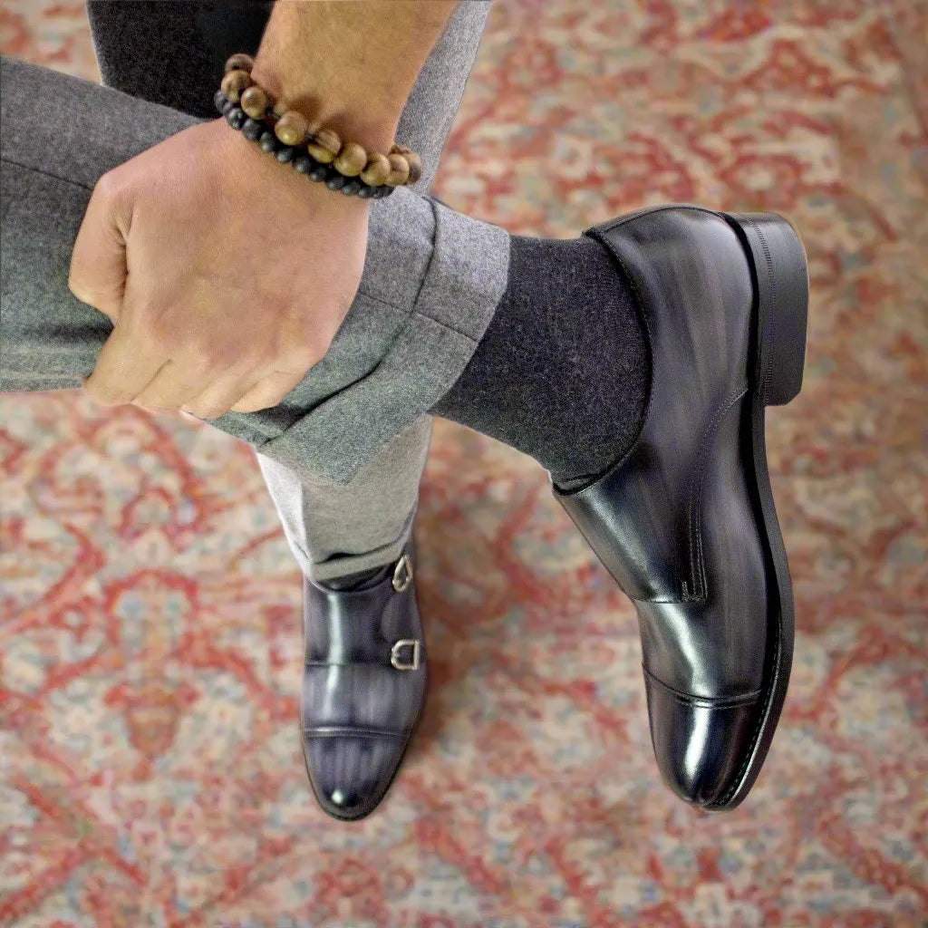 Elegant 5940 Double Monk Patina Shoes showcasing refined leather craftsmanship and style