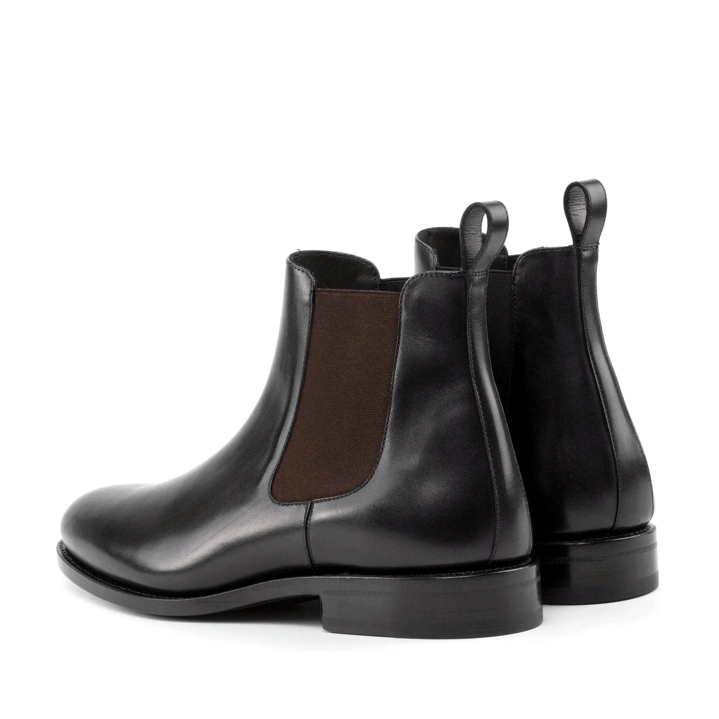 Pair of black calf leather Chelsea boots from the 6007 luxury bespoke shoes for men collection