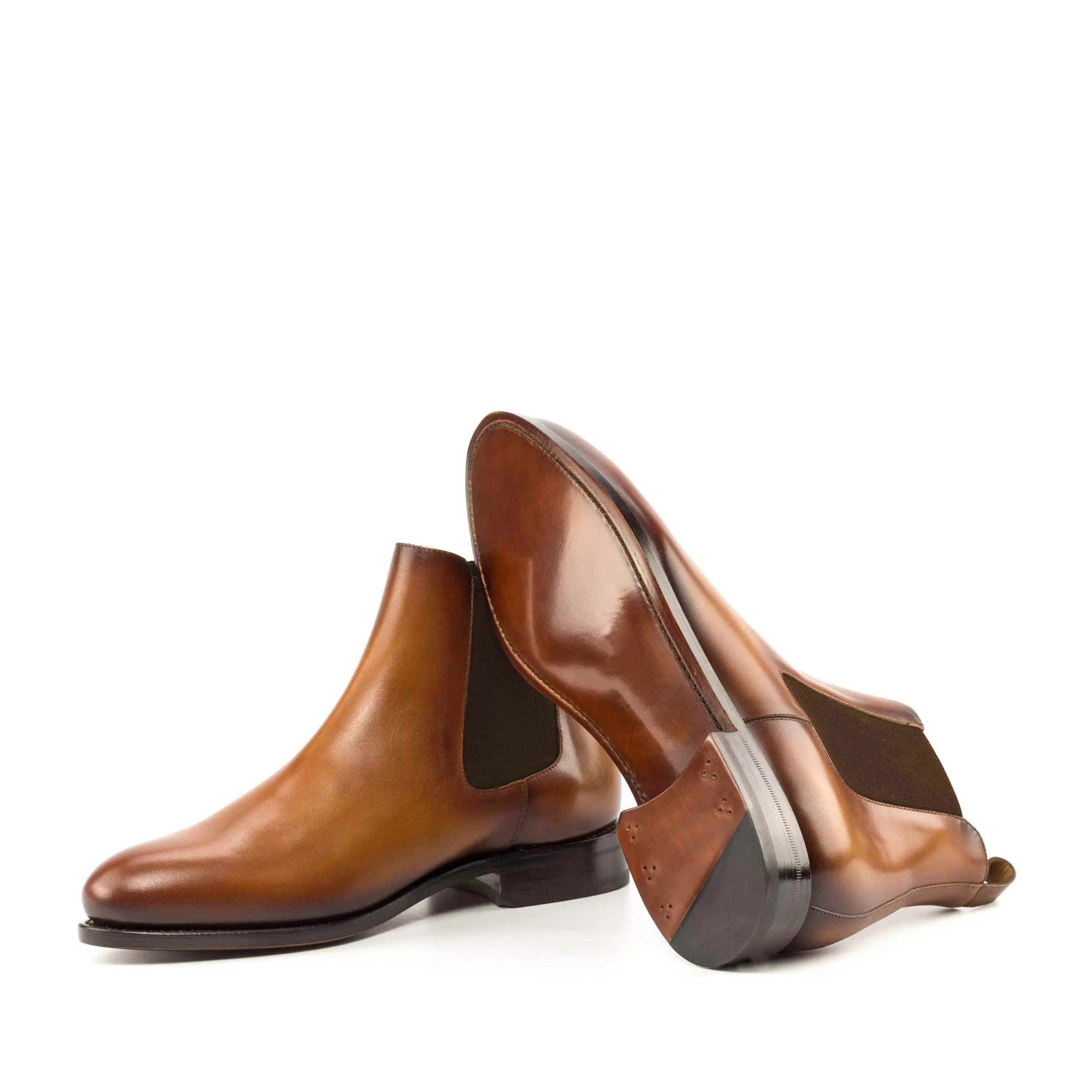 Pair of brown calf leather Chelsea boots from the 6009 collection, luxury bespoke shoes for men