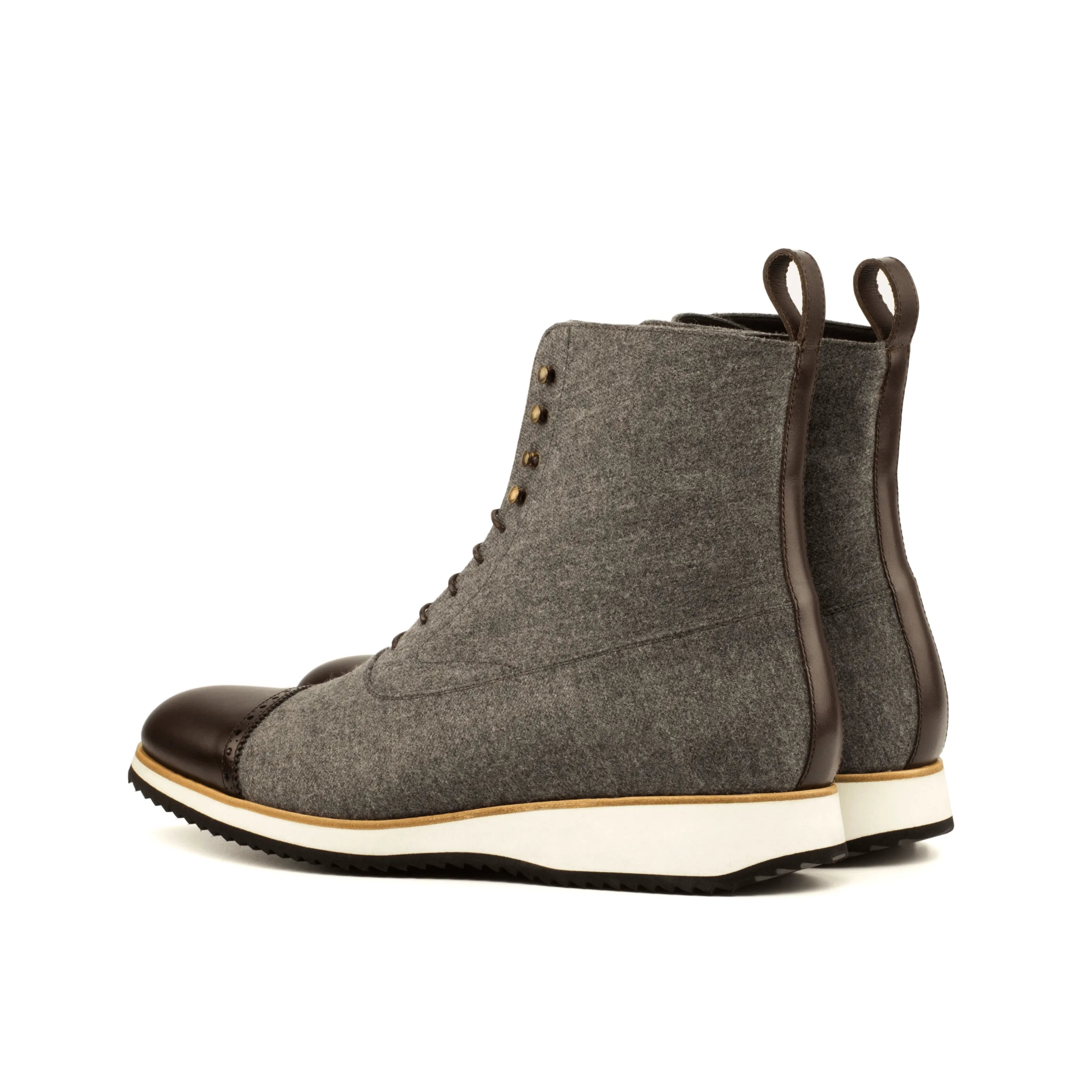 Gray wool and brown leather Achilles Balmoral Boots for stylish footwear options