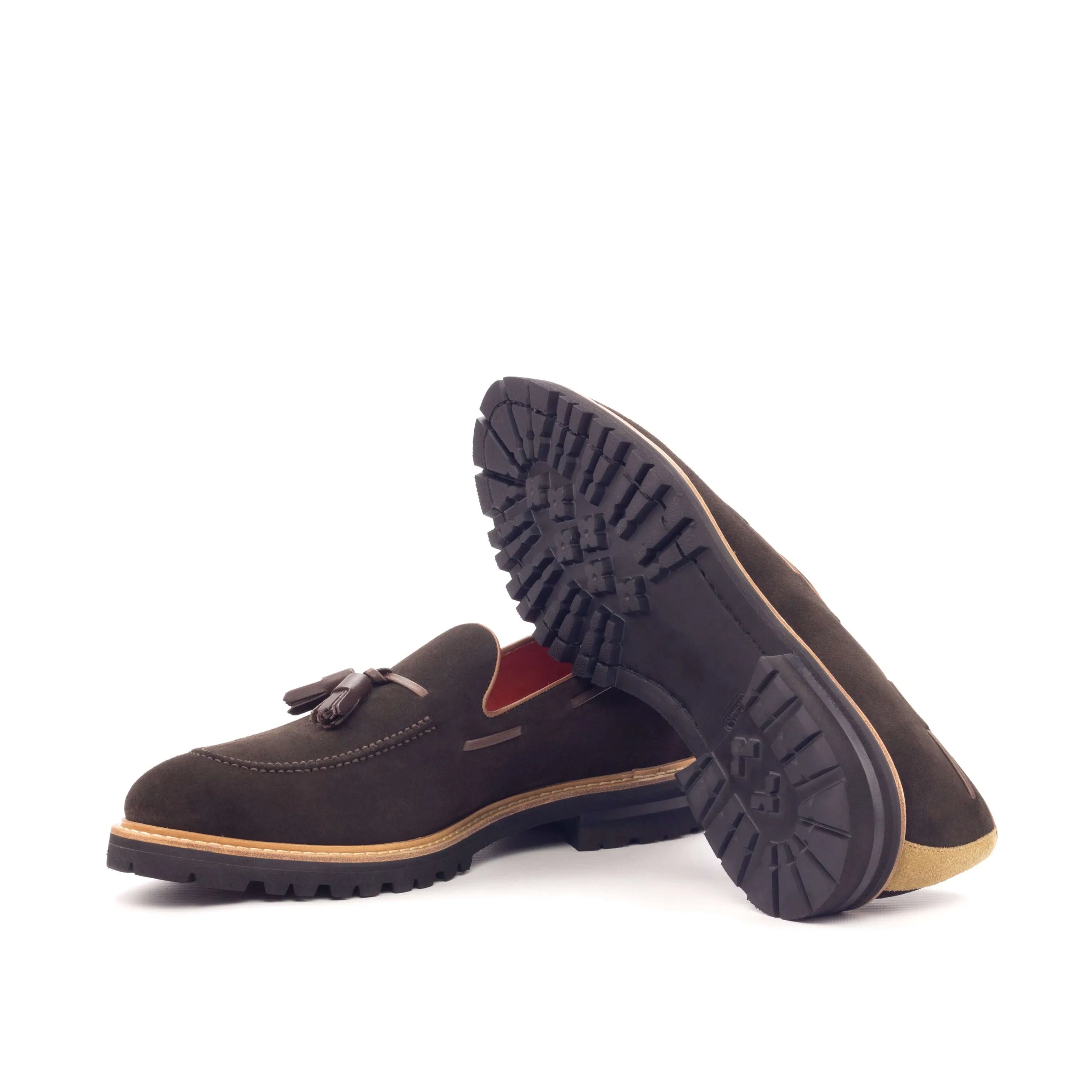 Brown suede tassel loafers from Achilles Loafers II, luxury bespoke shoes for men