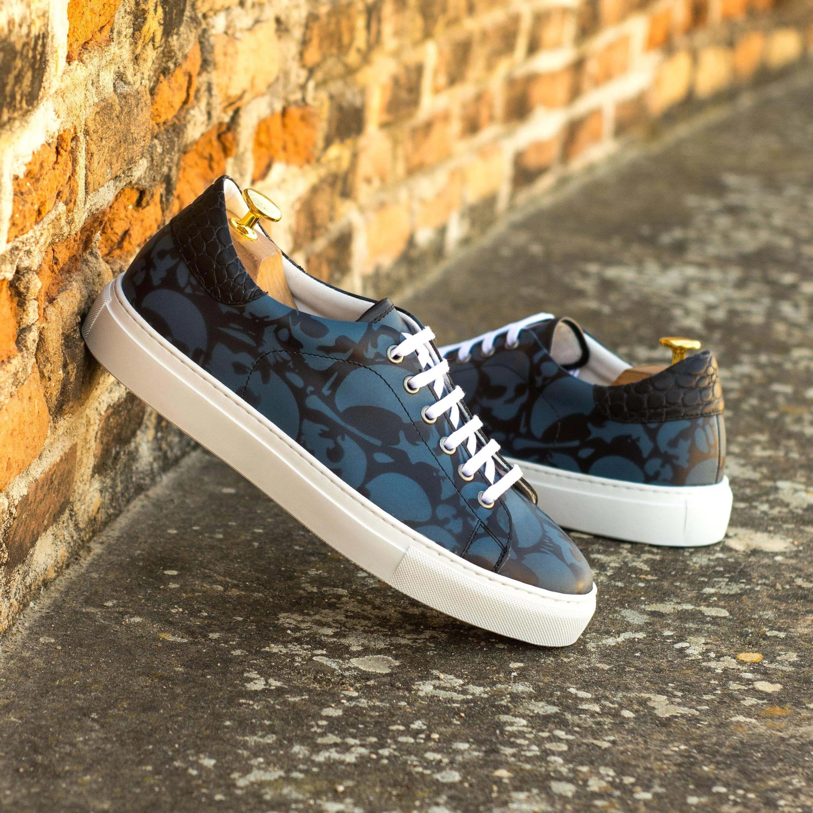 Patterned blue leather Adramalish Trainer Sneaker for stylish and comfortable wear