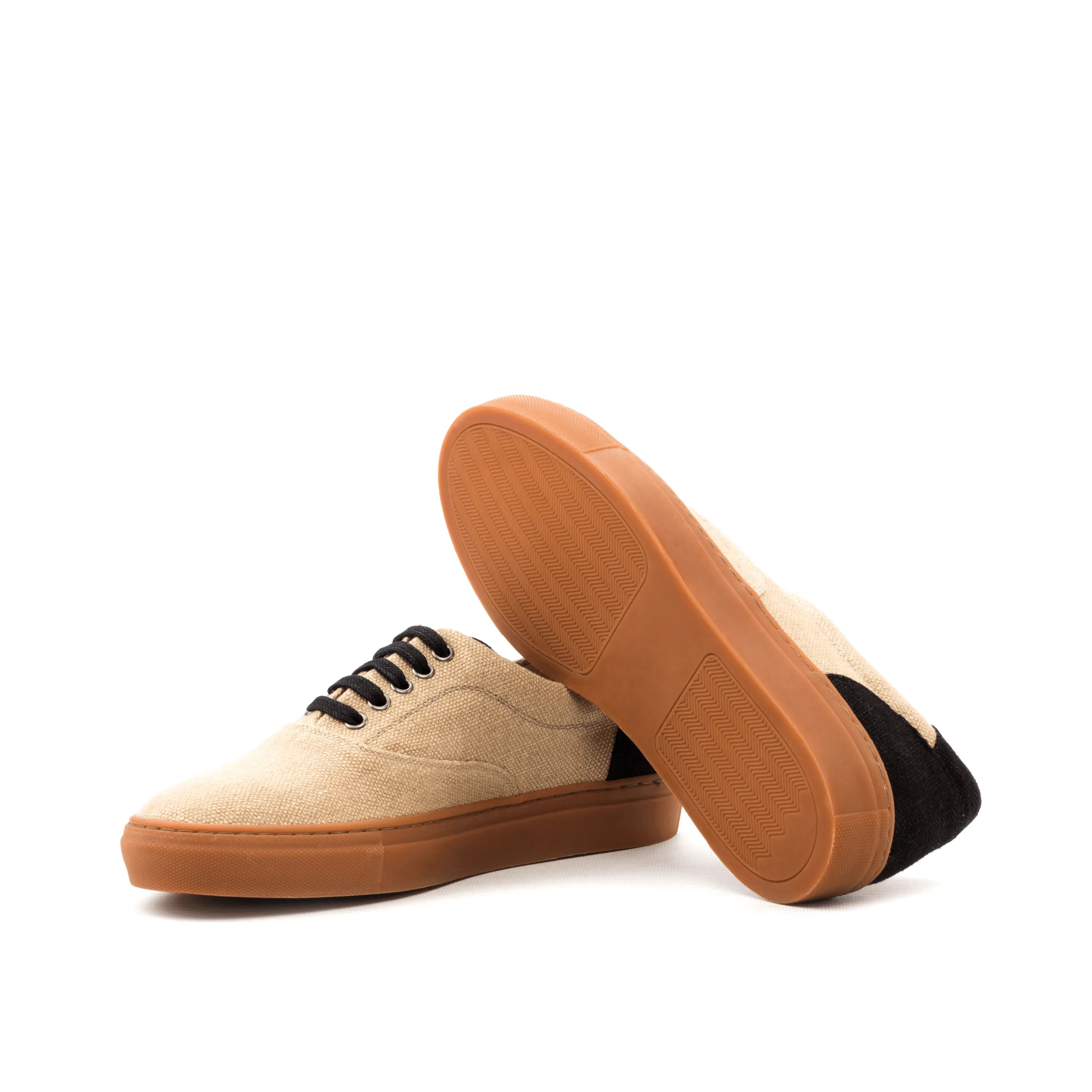 Beige canvas Adria Top Sider Sneaker II with brown soles, luxury bespoke shoes for men