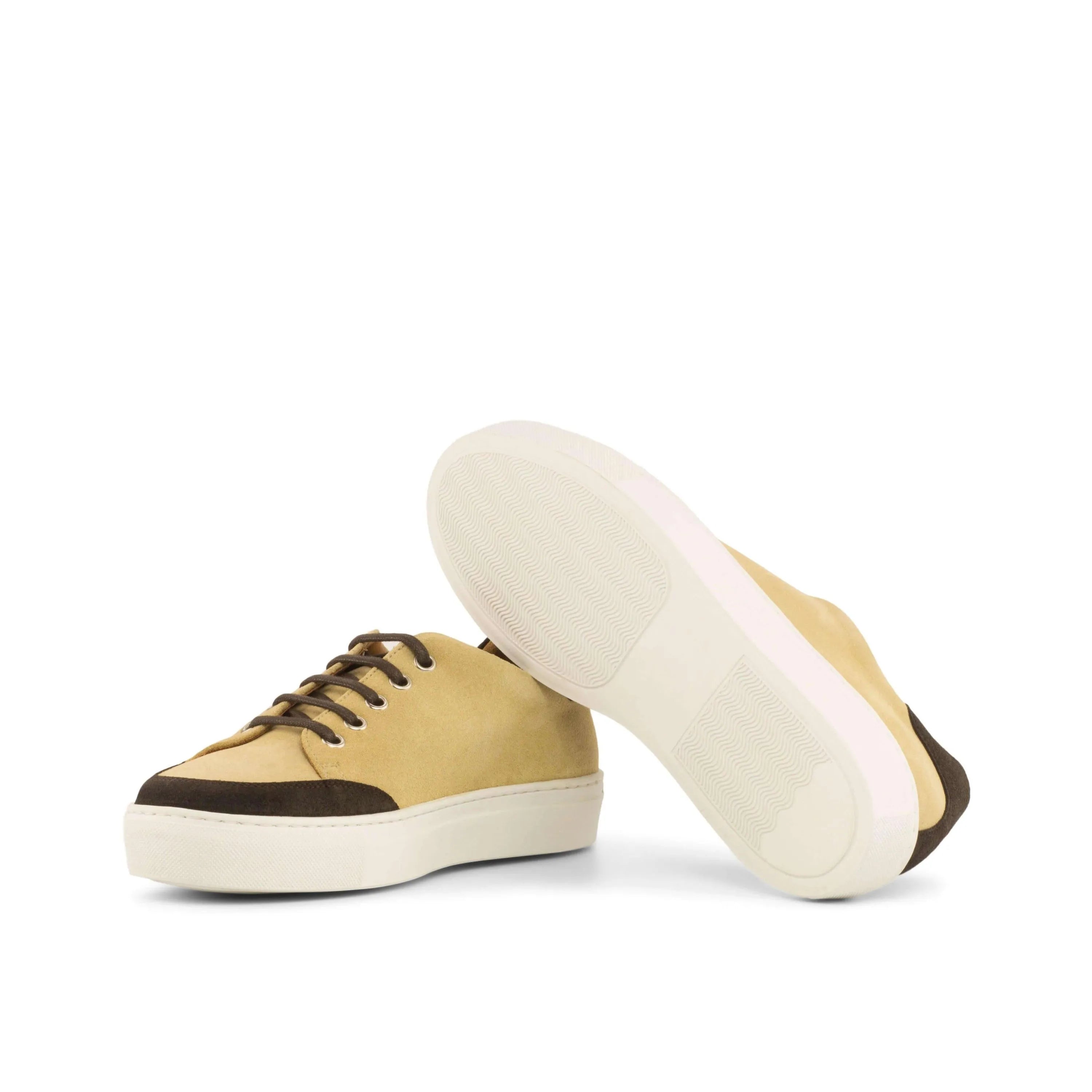 Tan and brown Lux Suede Adrianas Ladies Tennis Sneakers for casual wear