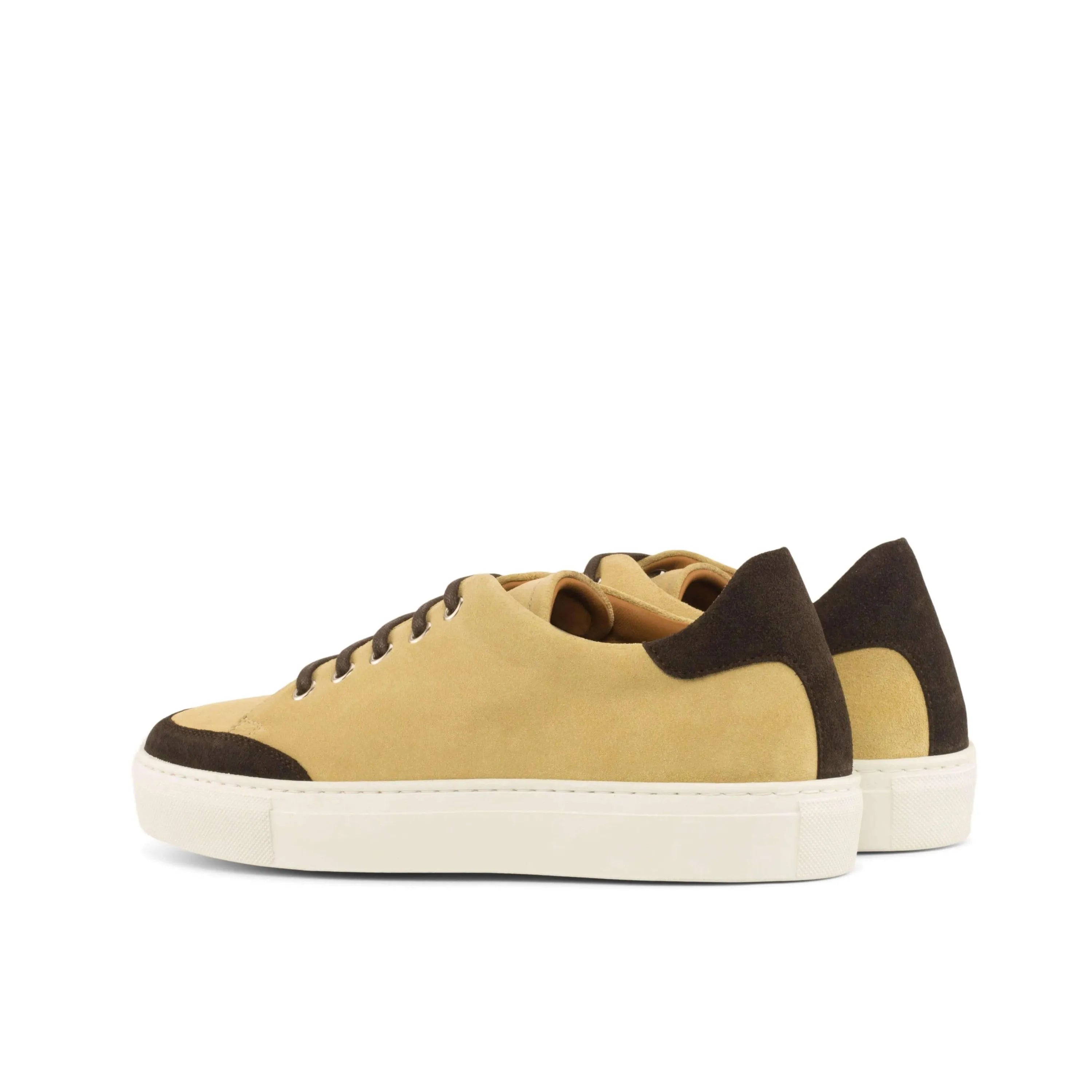 Tan and brown leather sneakers, Adriana’s Ladies Tennis Sneaker II in lux suede
