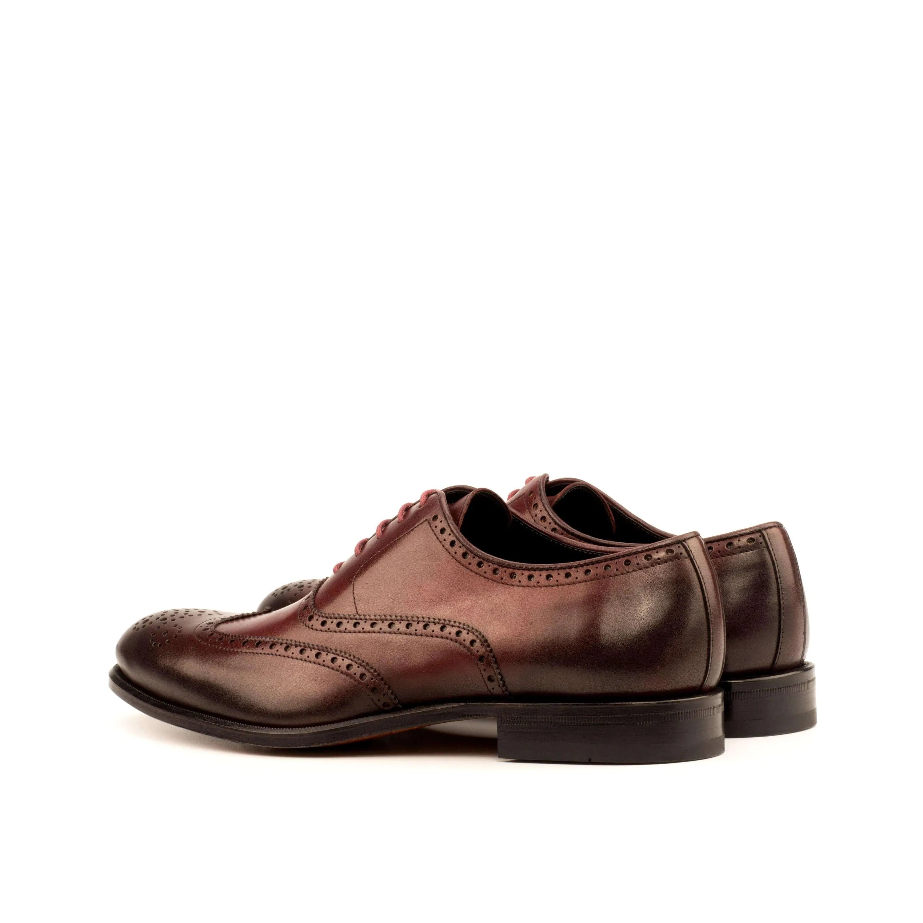 Burgundy leather wingtip dress shoes from Ahote Full Brogue shoes II, luxury bespoke shoes for men