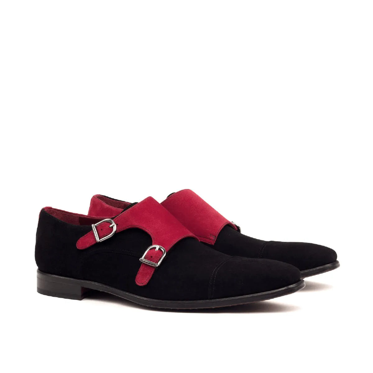 Black and red Aias Double Monk strap shoes featuring stylish double monk design