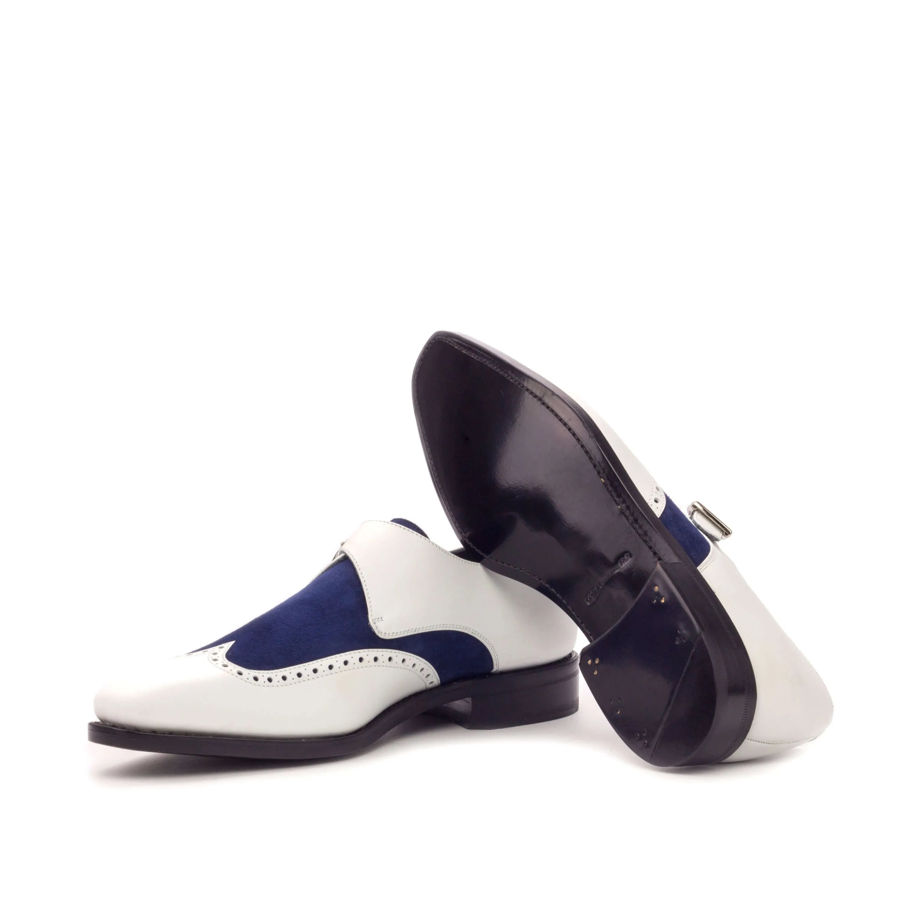 White and blue Aja Single Monk Shoes, stylish monk shoes for a refined look
