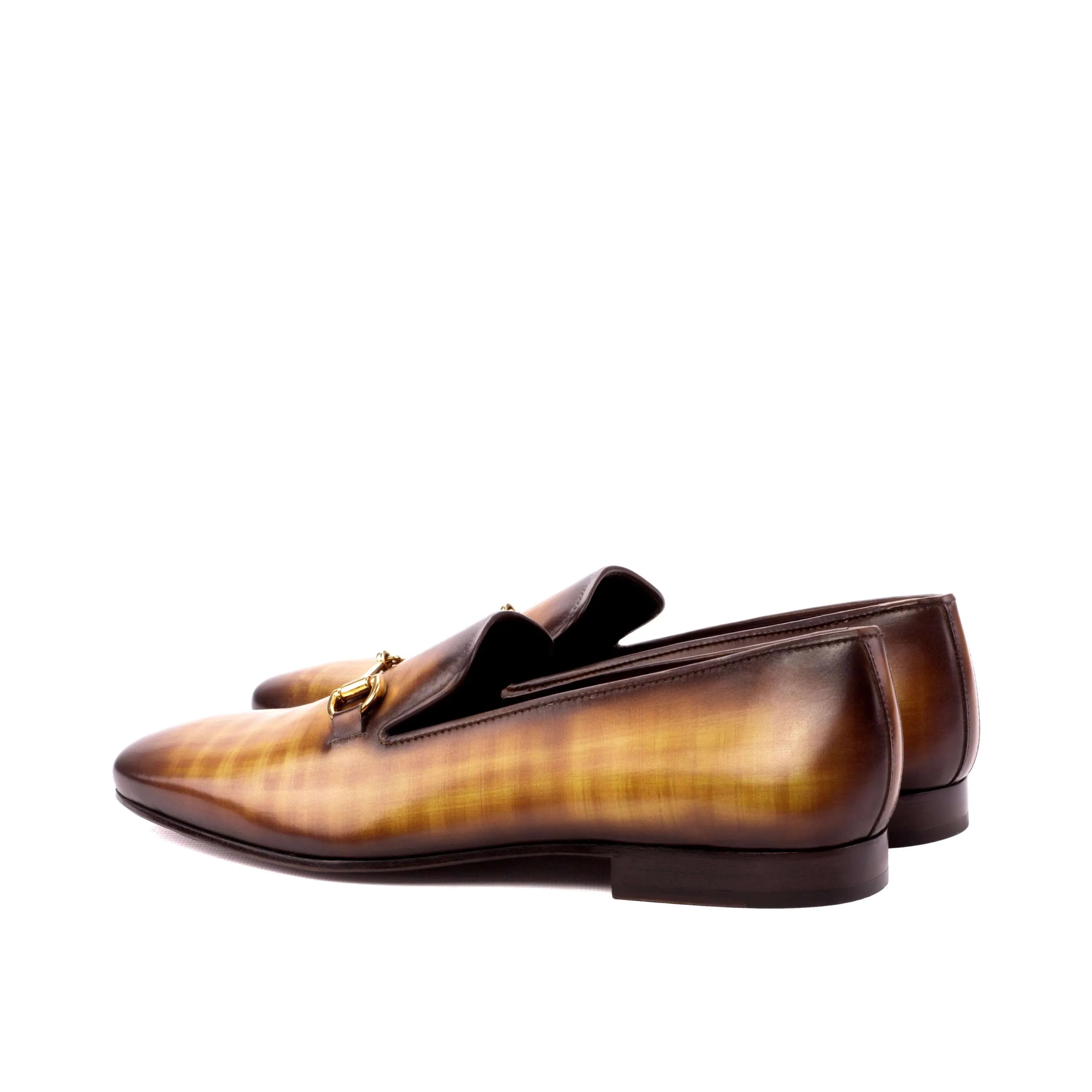 Brown leather loafers from Albus Drake Patina slipon collection for elegant style
