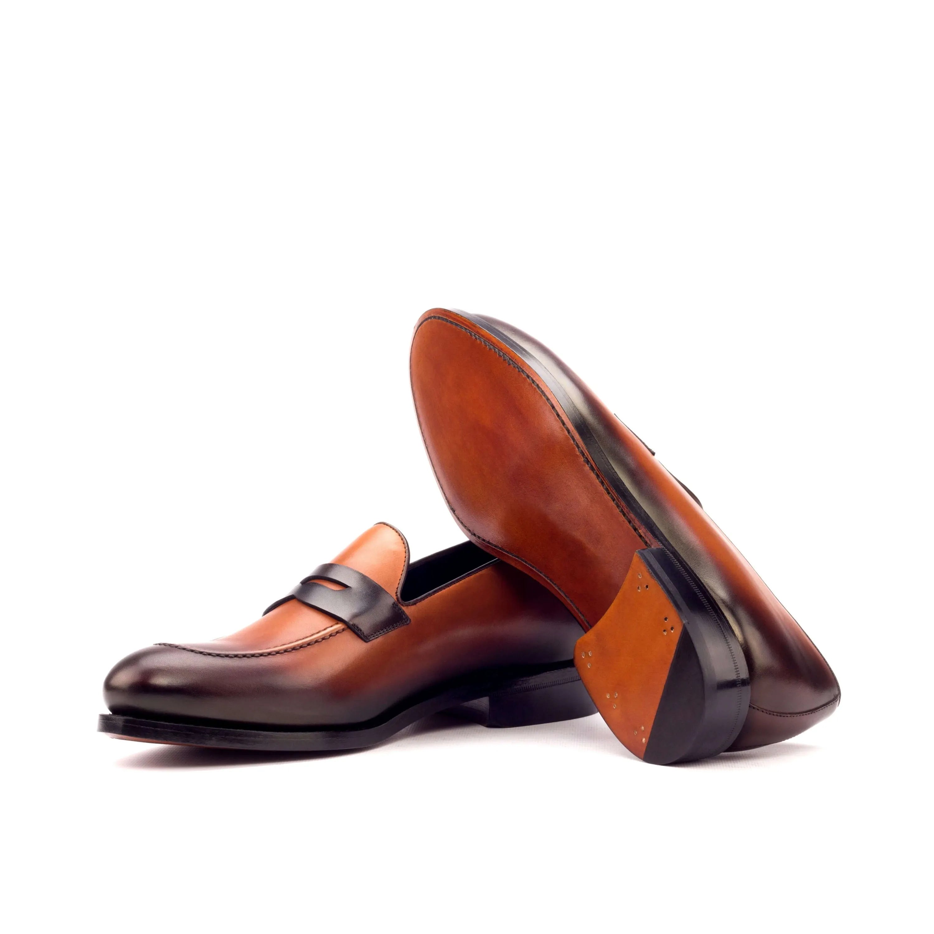 Brown leather penny loafers, Alto Loafers, luxury bespoke shoes for men