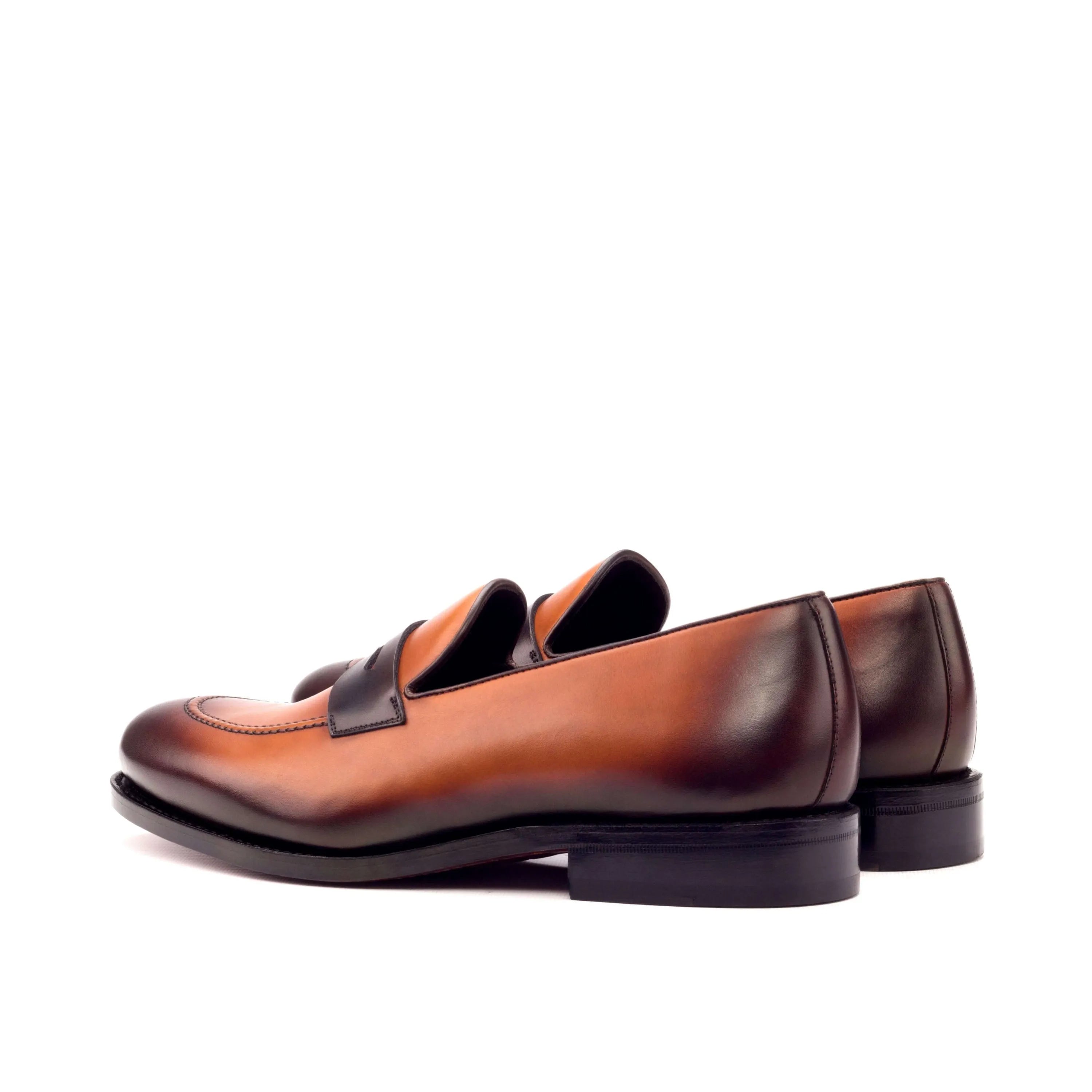Brown leather penny loafers from Alto Loafers, luxury bespoke shoes for men
