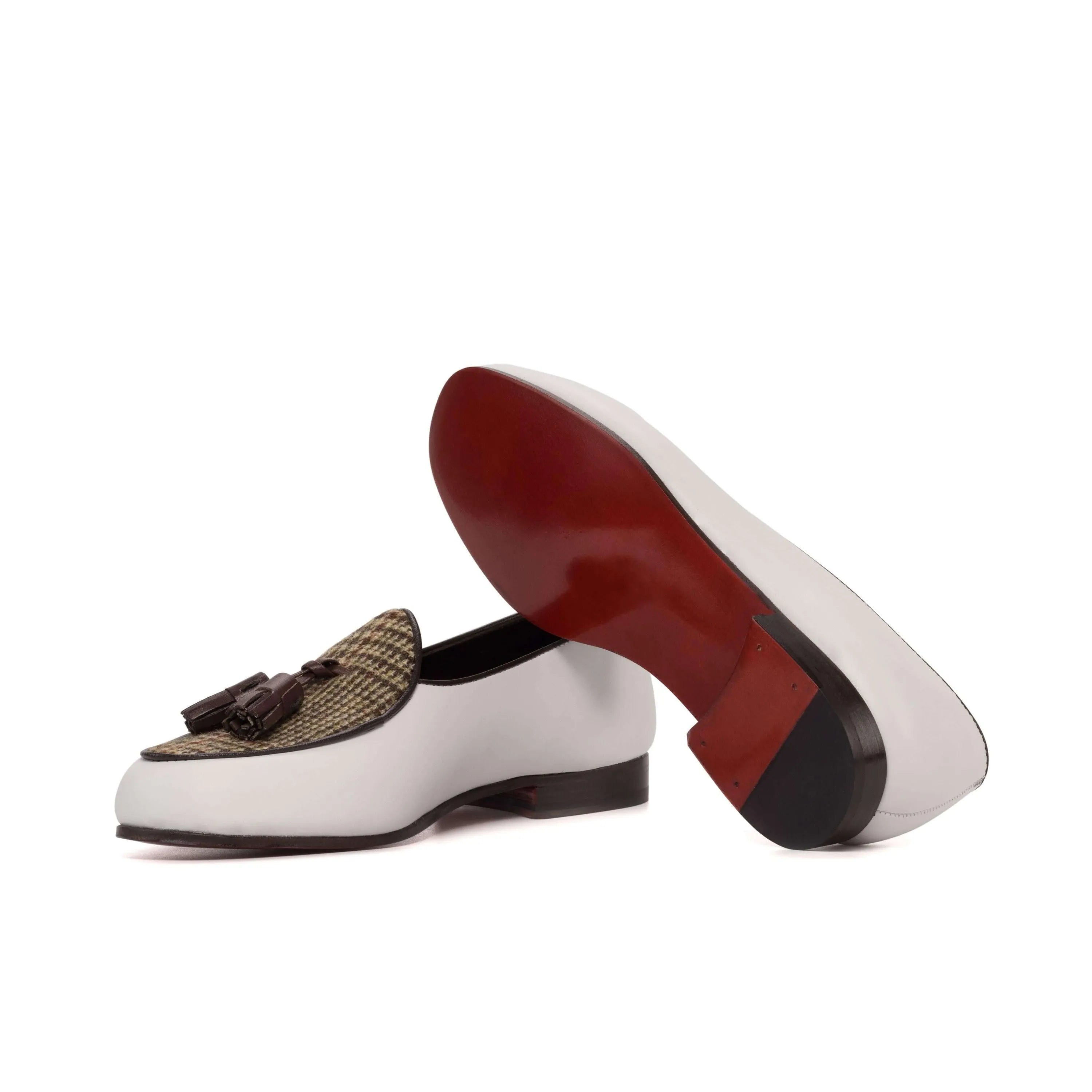 White leather tassel loafers featured in Aristo Belgian Slipper stylish footwear