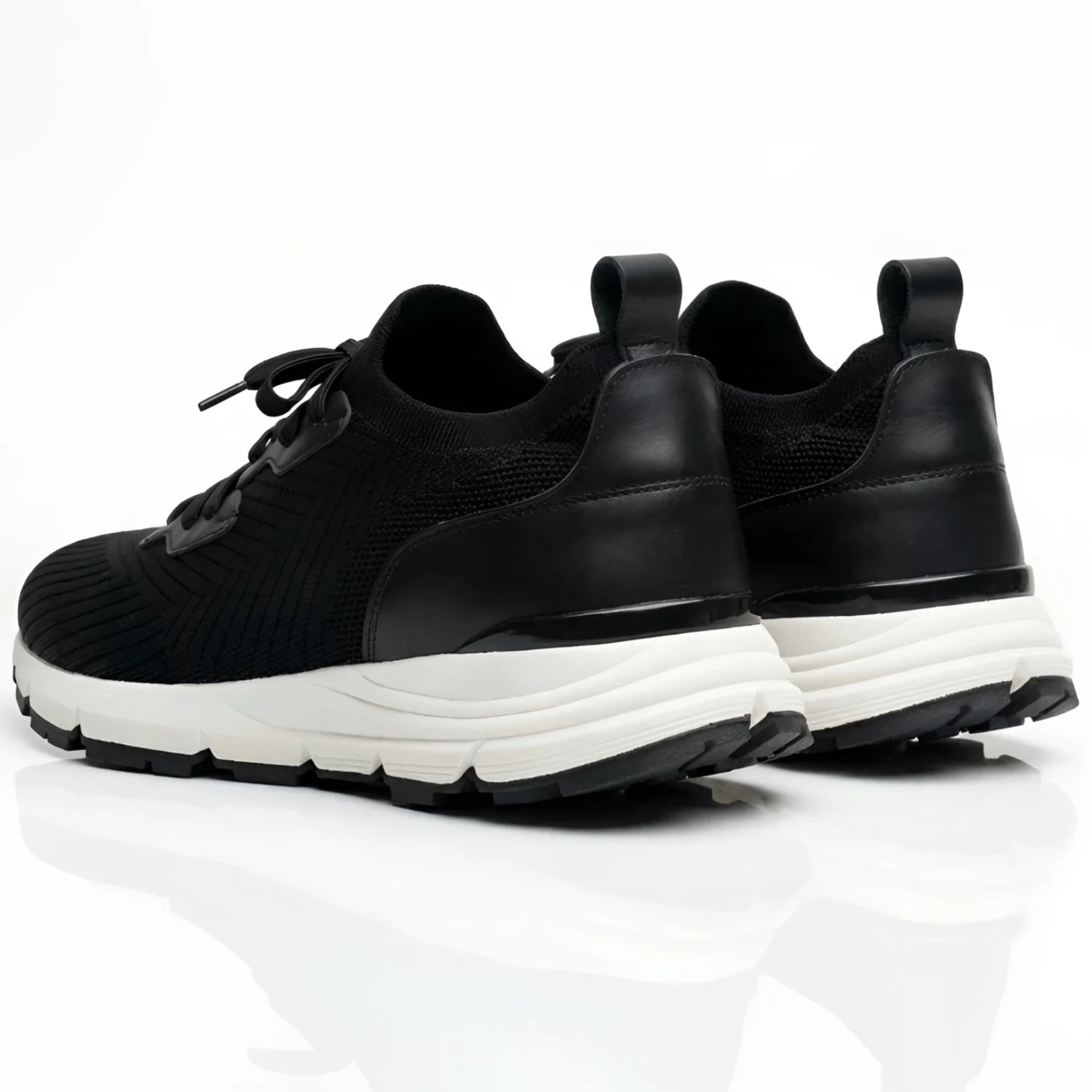 Armadillo Knit Trainer Sneaker with calf leather accents and cupsole trainer design