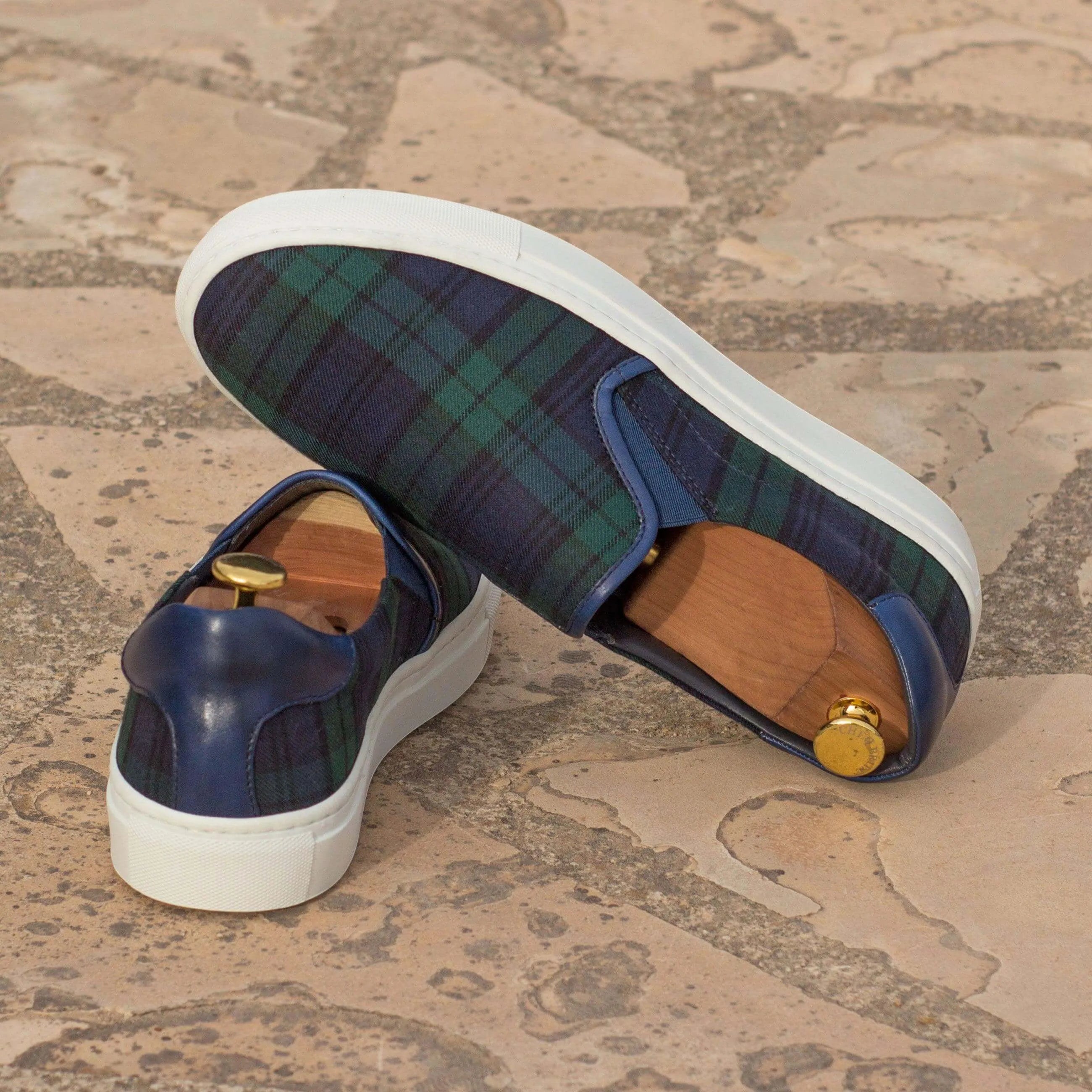 Plaid Askook slip-on sneakers, luxury bespoke shoes for men, stylish and versatile footwear