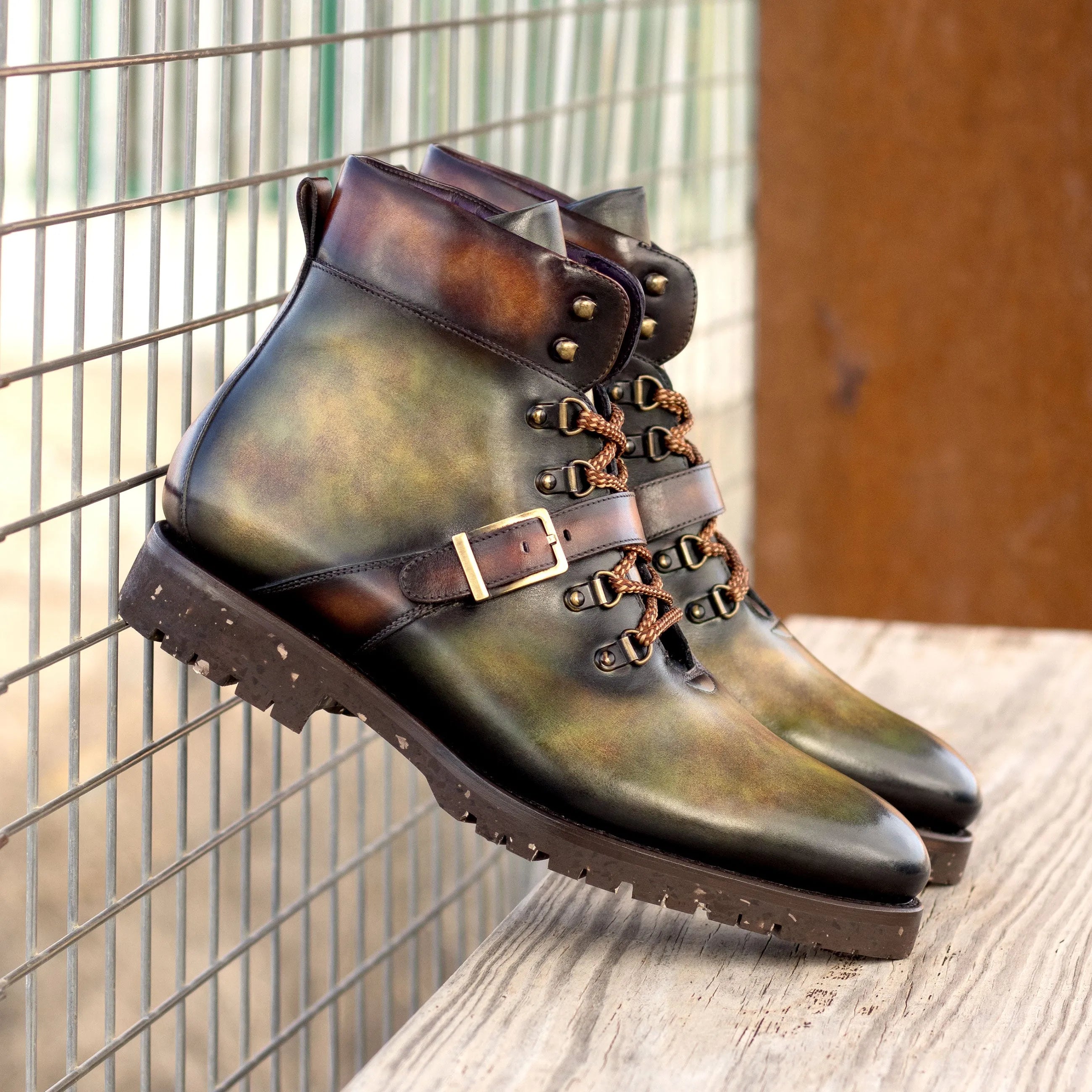 Leather hiking boots with buckle from Avalanch Patina Hiking collection for outdoor adventures