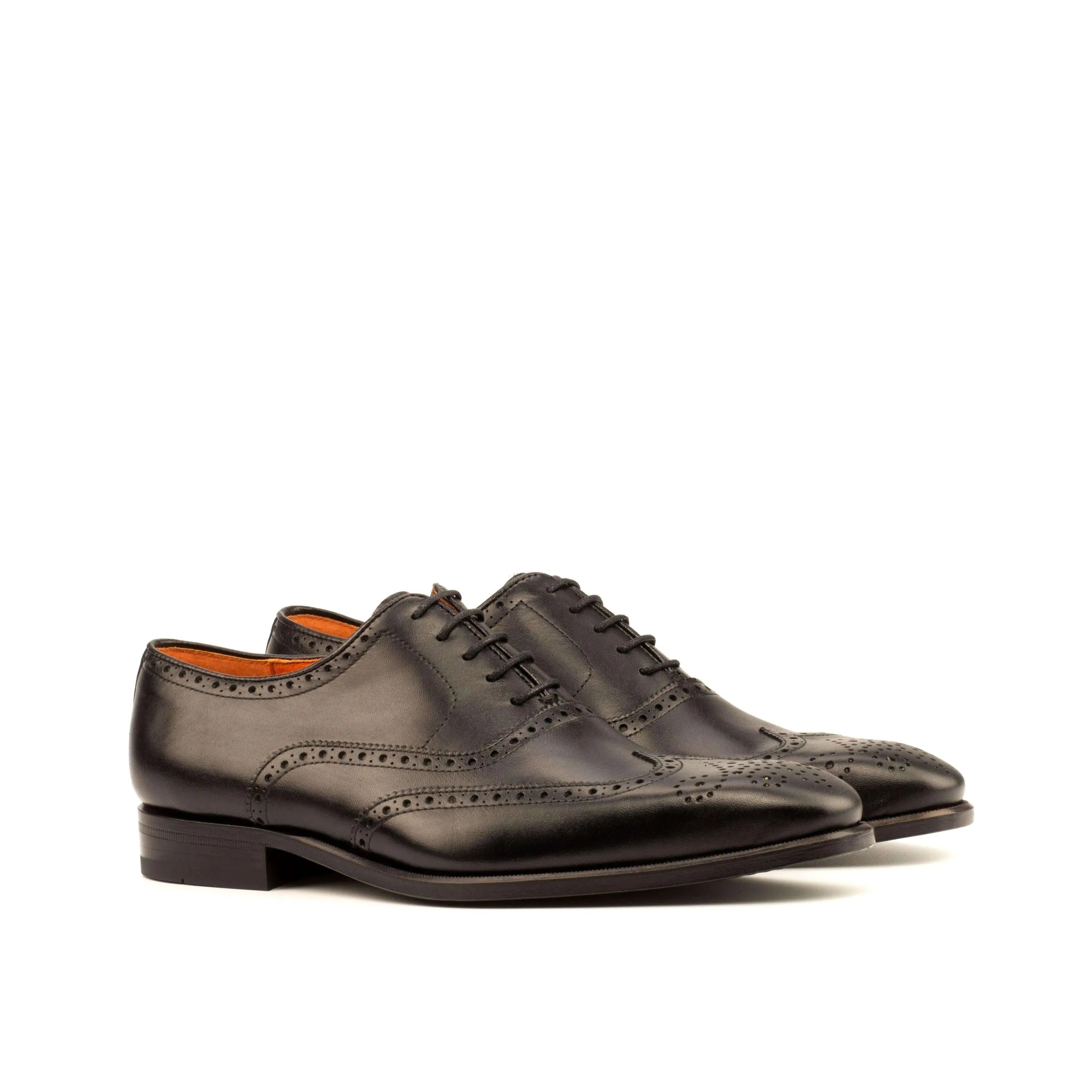 Pair of black leather wingtip brogue shoes from Awan Full Brogue shoes II for executives