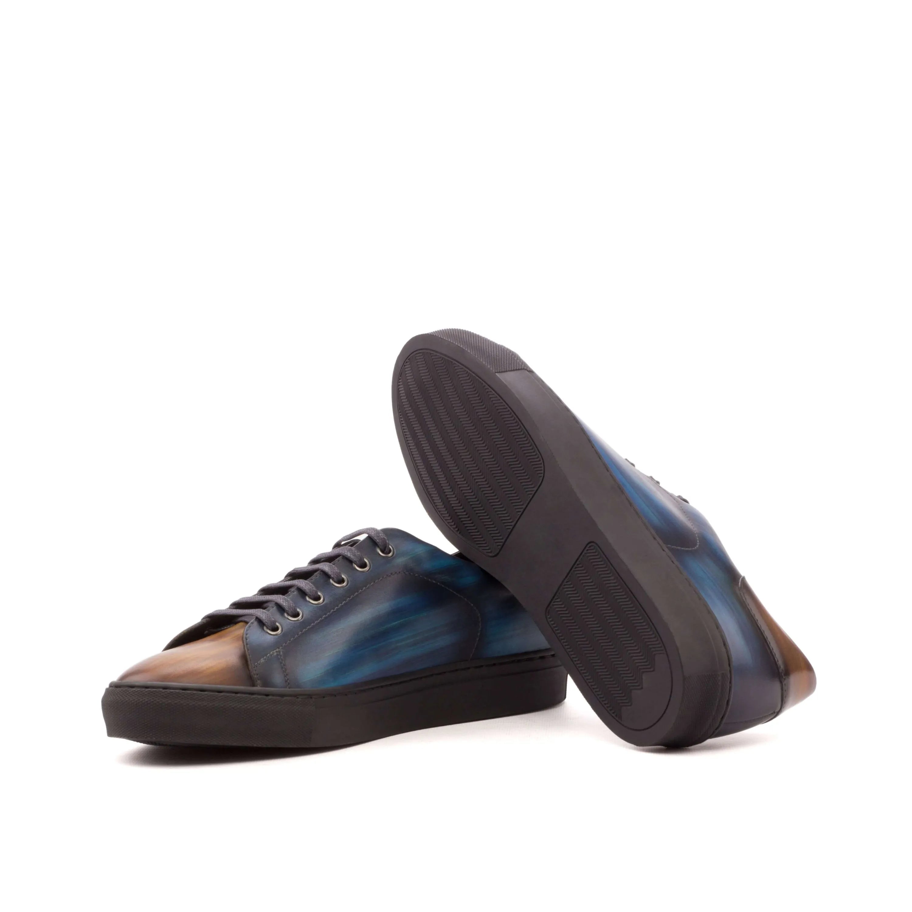 Two-toned leather sneakers featuring Azat Trainer Patina design for a stylish look