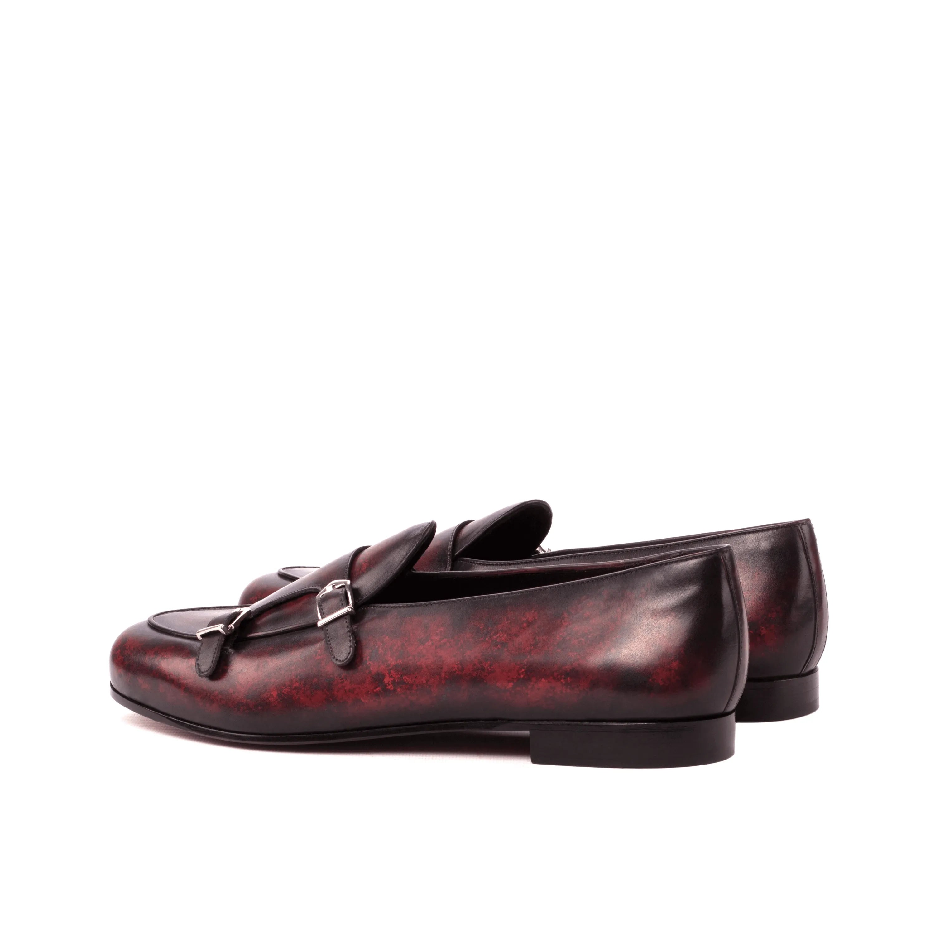 Baha Belgian Monk Slipper II featuring elegant burgundy leather double monk strap design