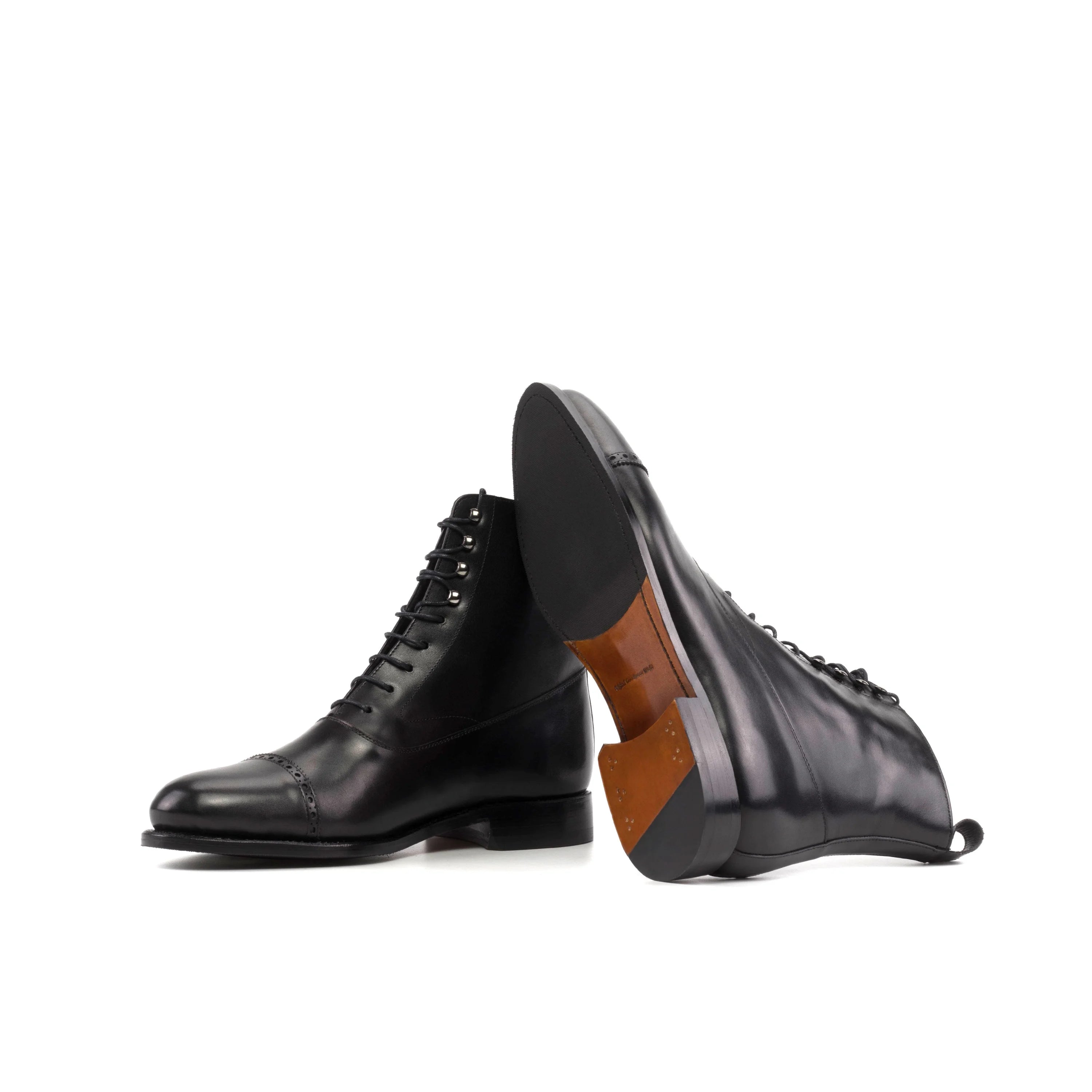 Bartos Balmoral Boots in black leather with closed channel lacing