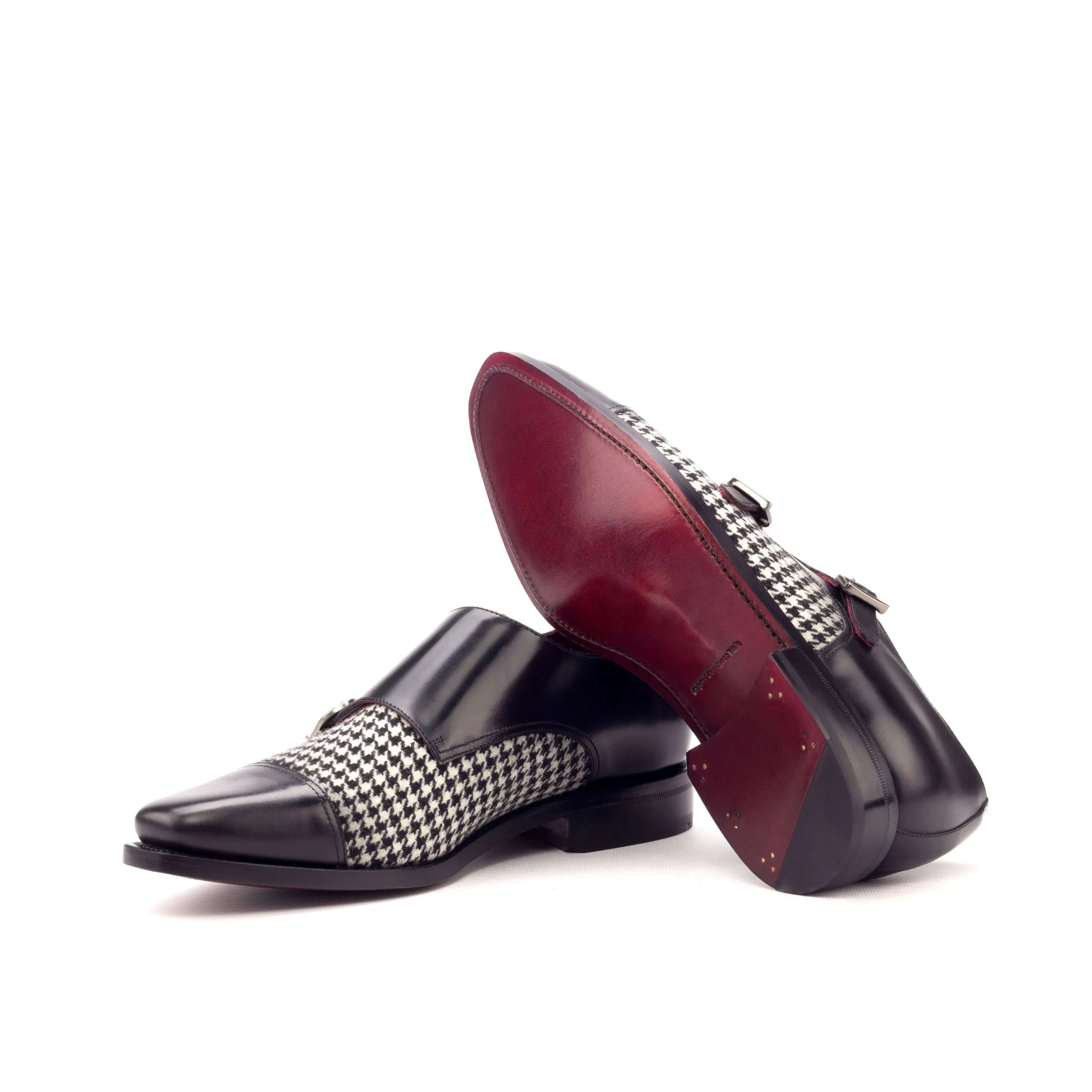 Black and houndstooth monk strap shoes from Battani Double Monk II collection