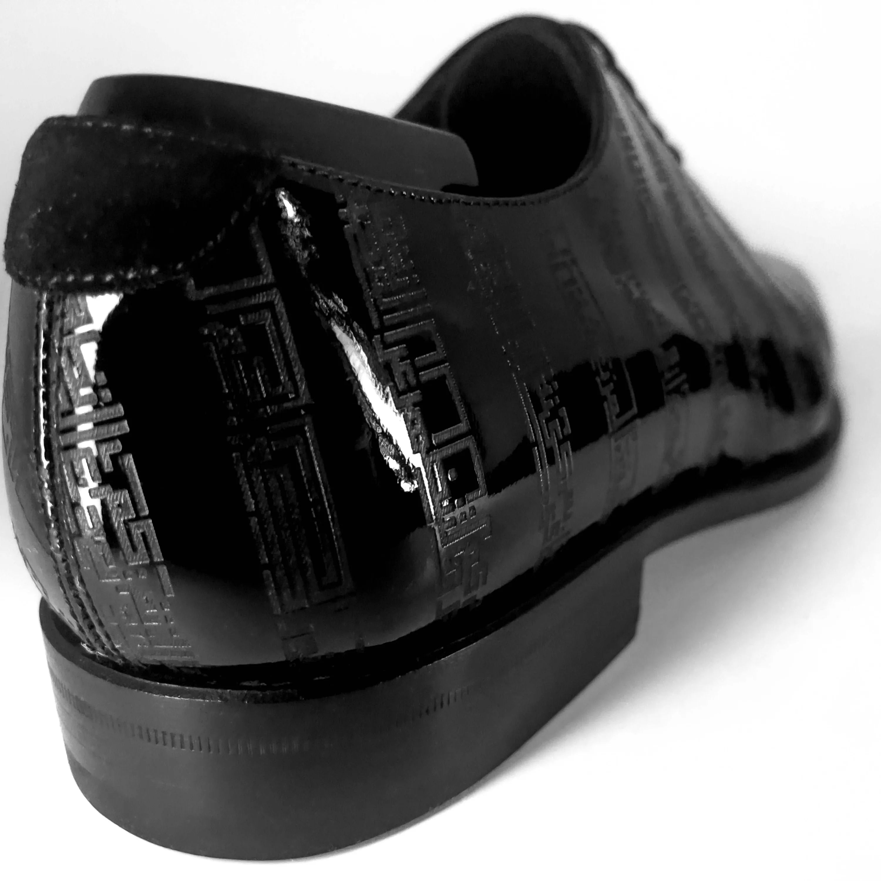 Black patent leather dress shoe from Before The Throne Wholecut luxury bespoke shoes for men