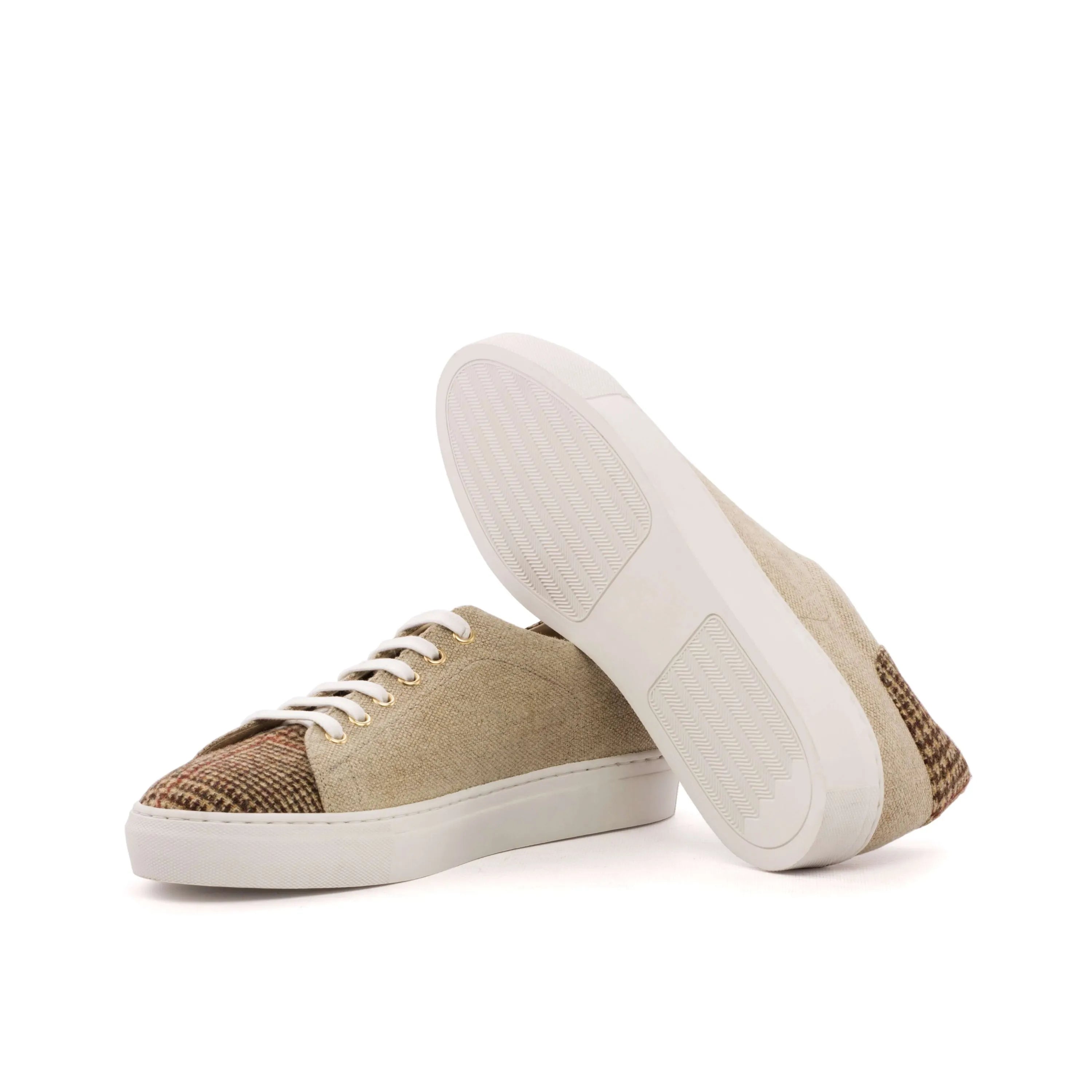 Two-tone suede and plaid Beghoso Trainer Sneaker showcasing modern style and comfort