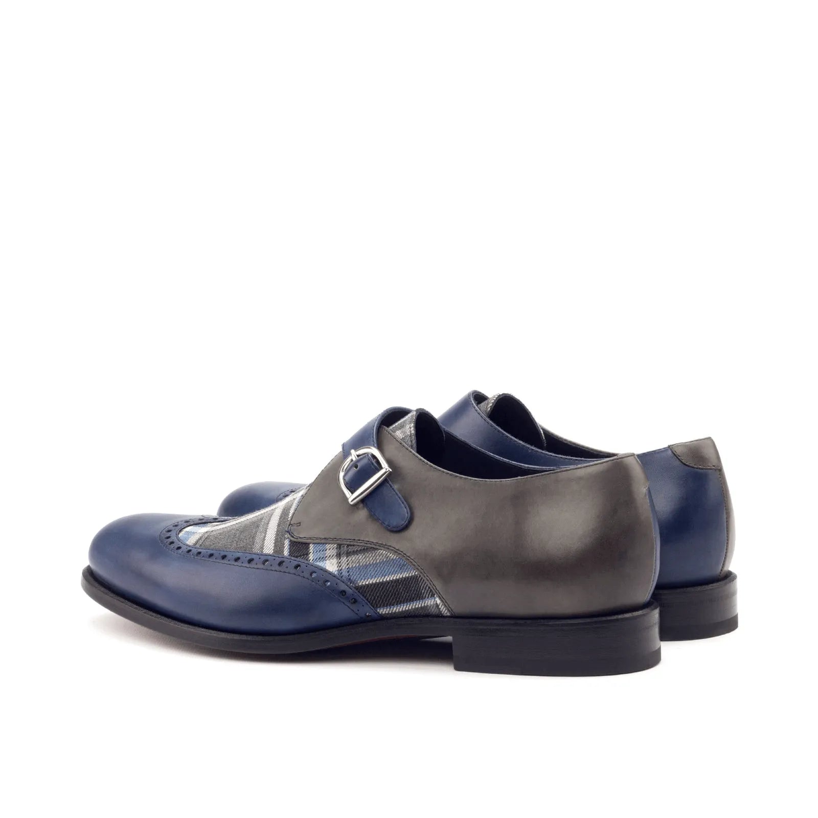 Two-toned leather Benz Single Monk shoes featuring painted calf design and elegance