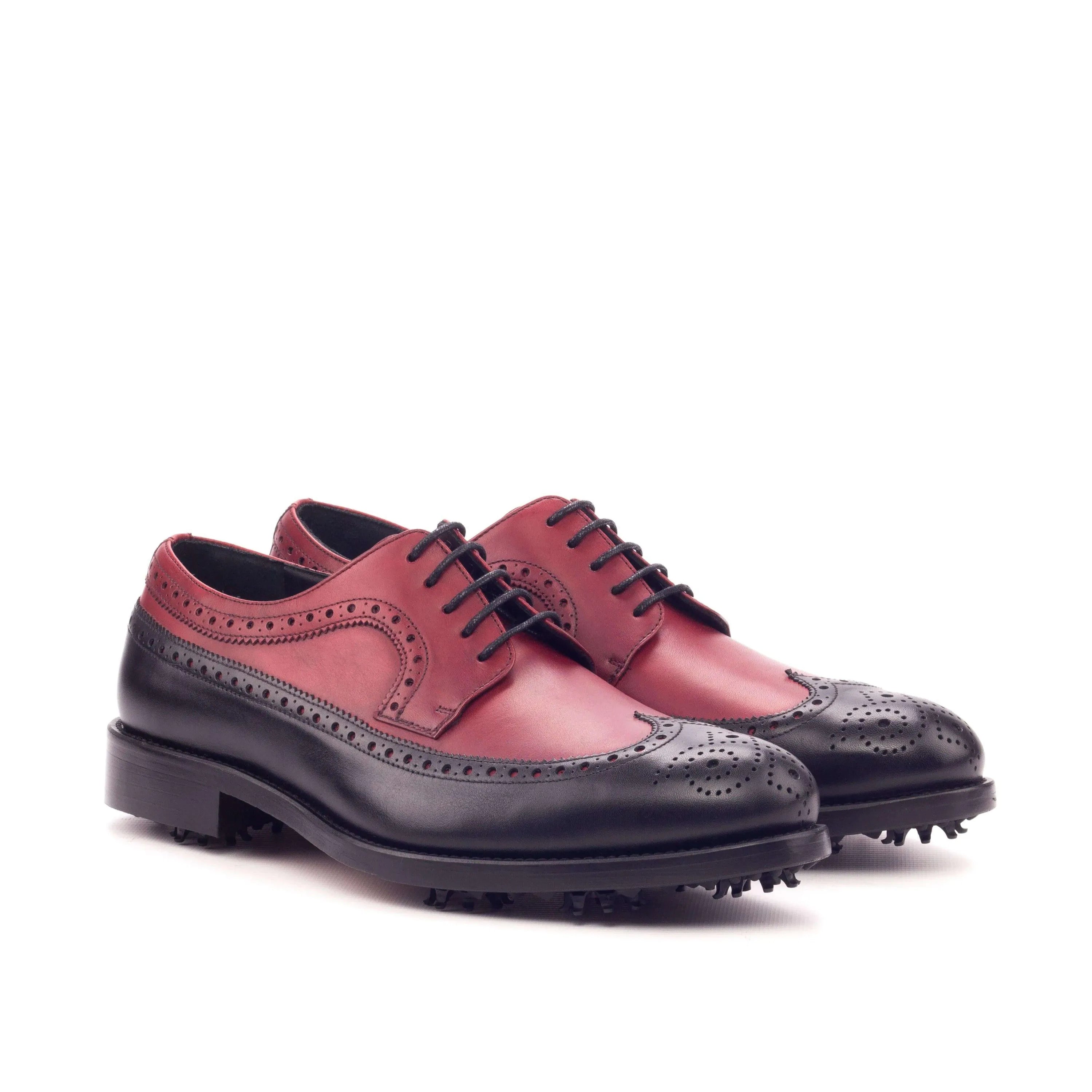 Two-tone leather Birdie Long Blucher golf shoes in stylish saddle design