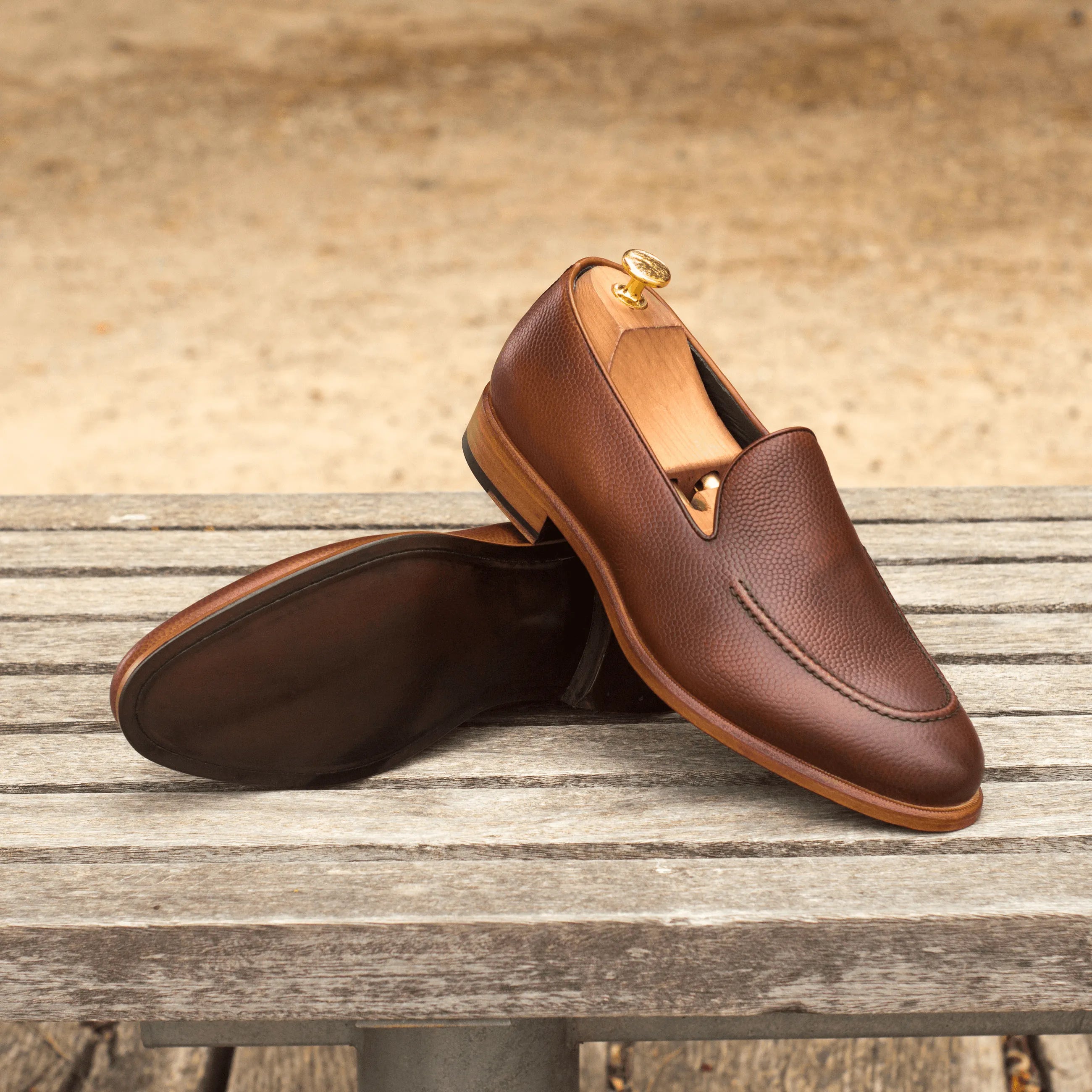 Brown leather Biyen Loafers, luxury bespoke shoes for men, ideal for executives