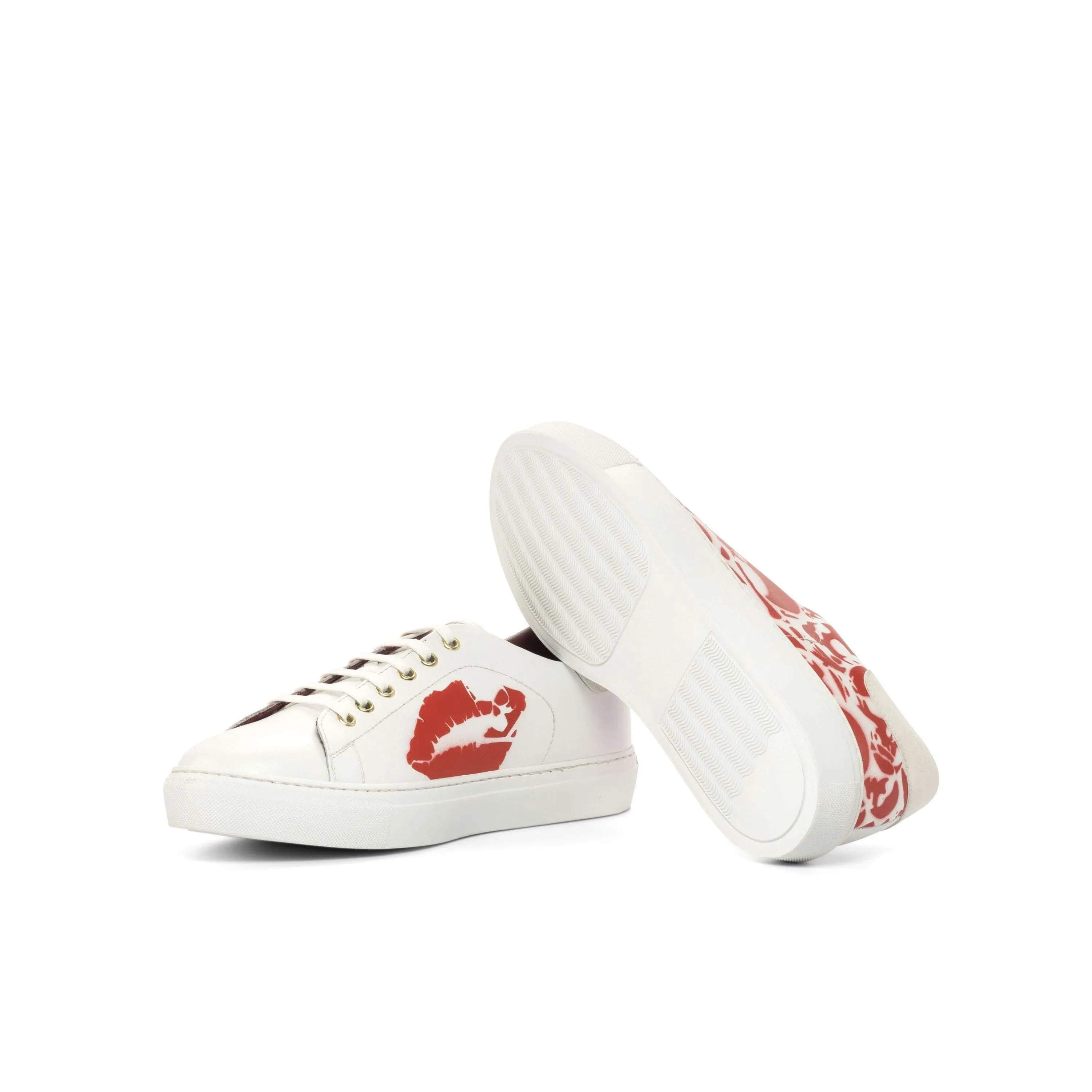 Blake Trainer Sneaker II featuring white sneakers with striking red lip print design