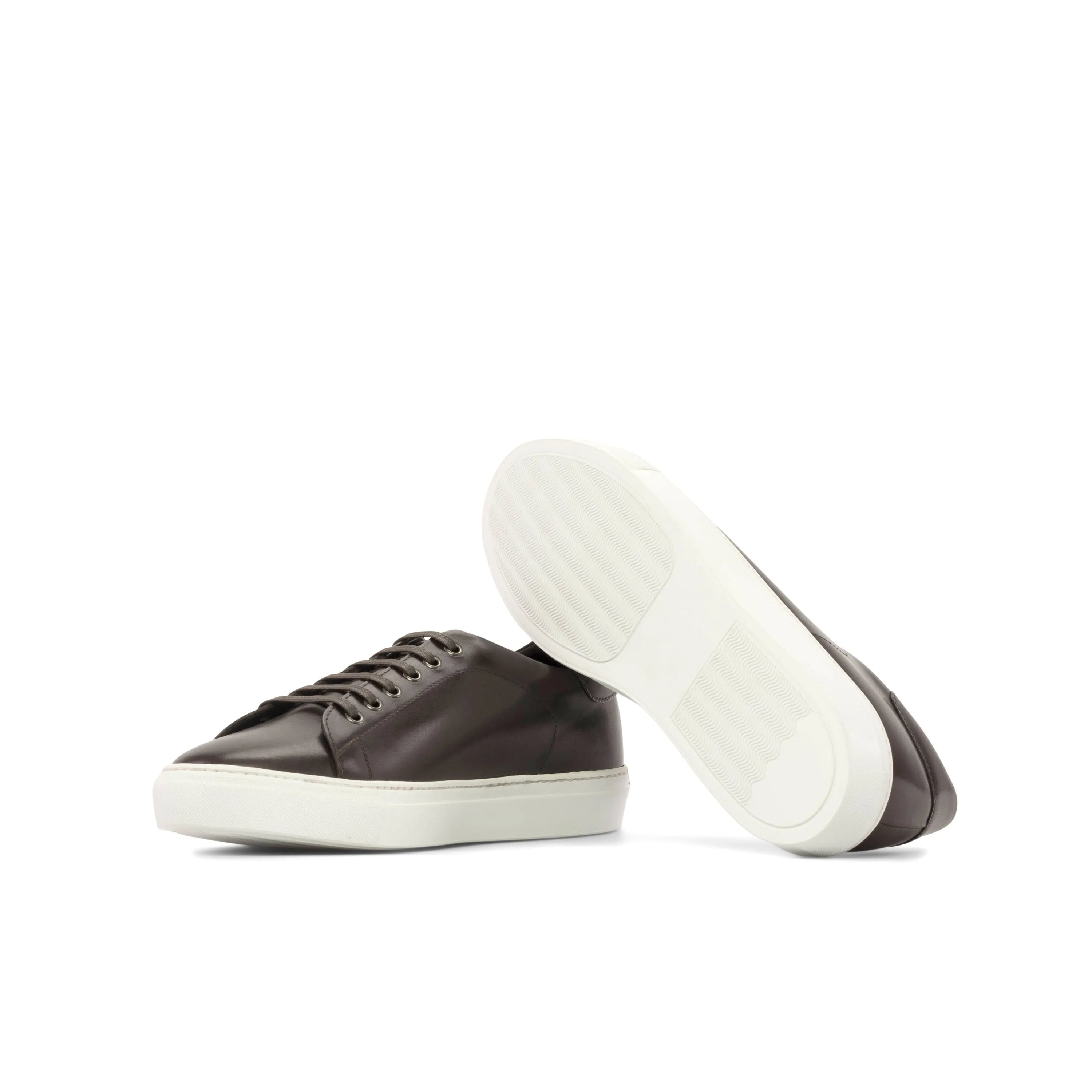 Brown leather Blues Trainer Sneaker featuring white cupsole for a stylish look