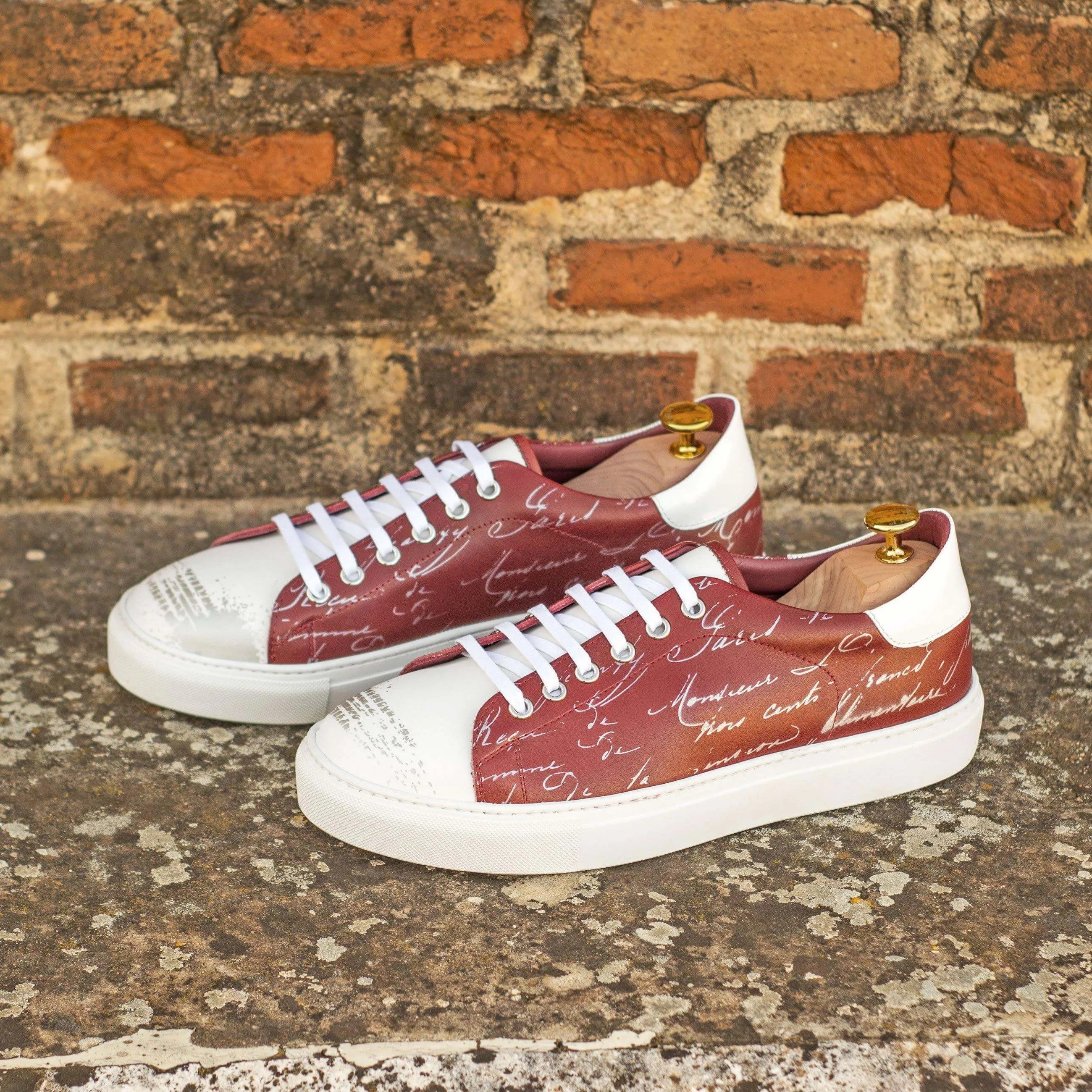 Burgundy leather BM35 Trainer Sneaker II featuring a stylish and modern design