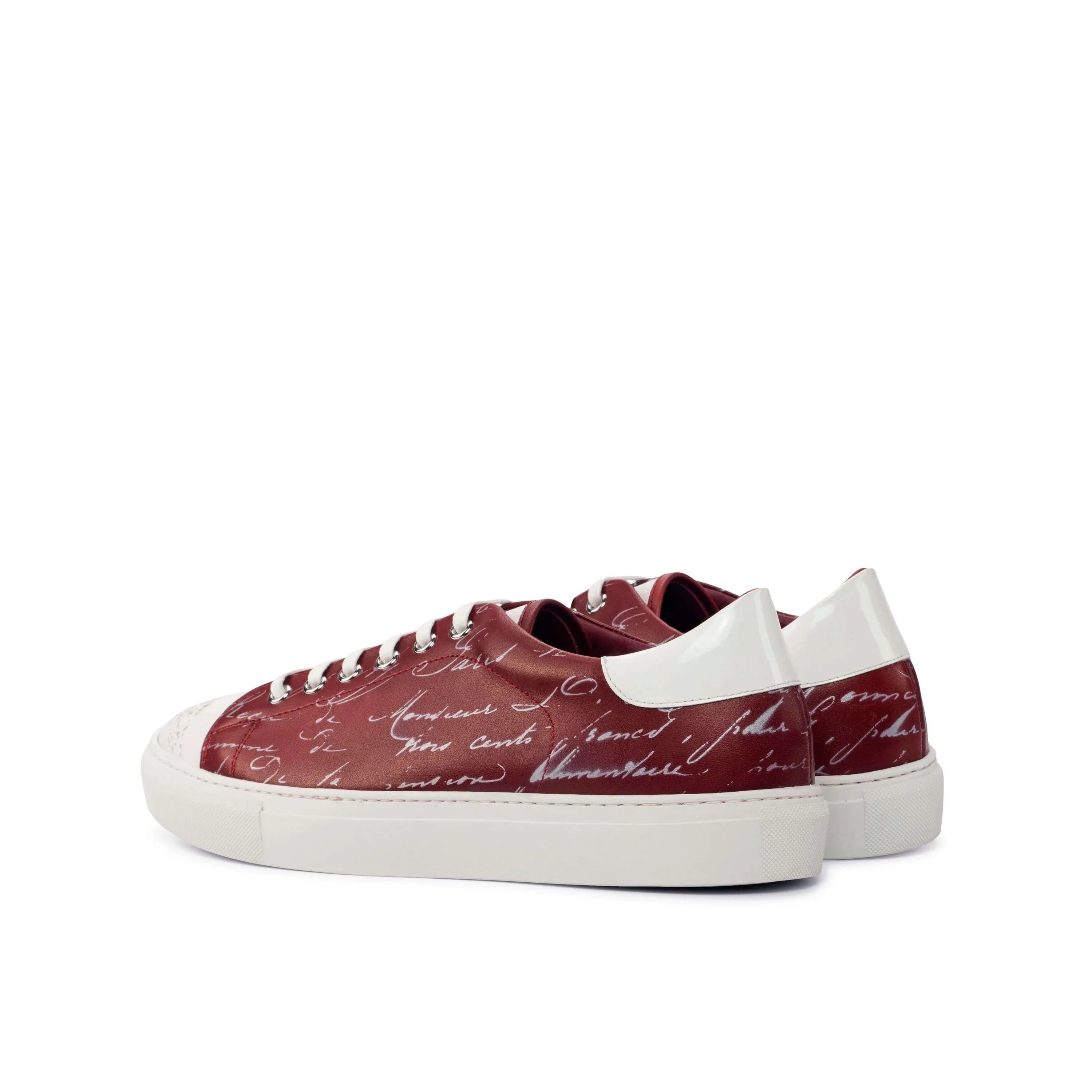 Burgundy leather BM35 Trainer Sneaker II with stylish white accents for ultimate comfort