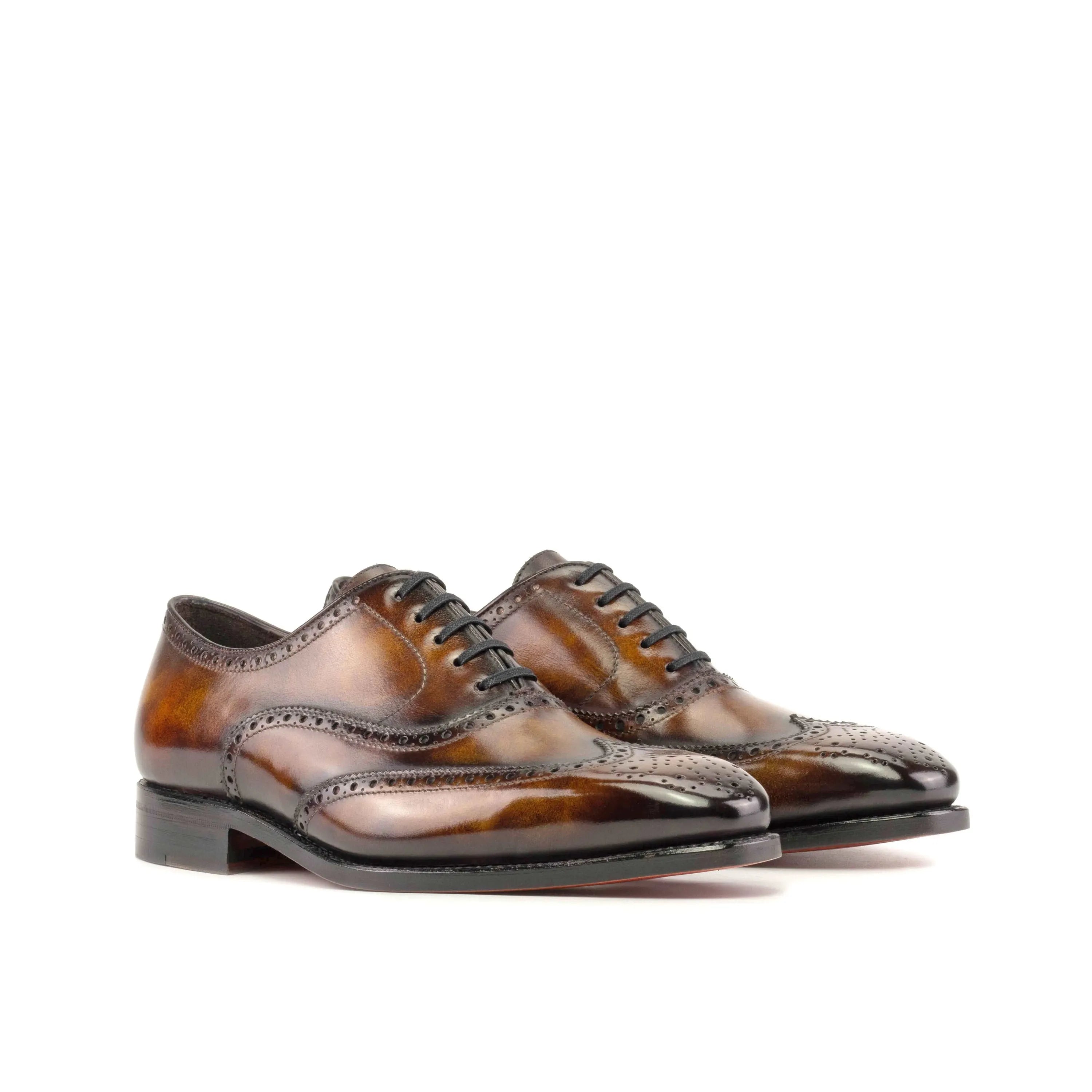 Brown leather wingtip Bondo Patina full brogue shoes II for discerning fashion enthusiasts