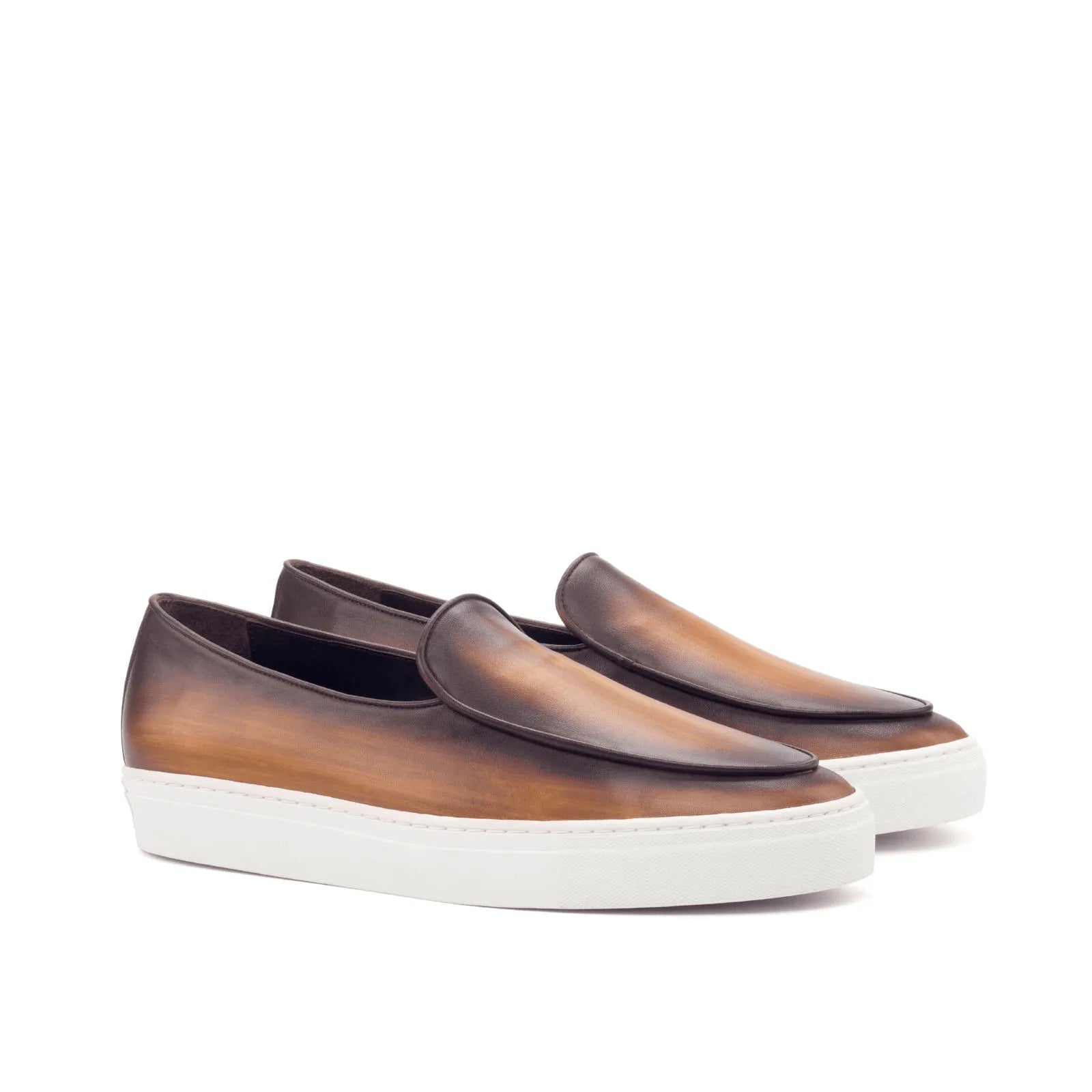 Brown leather slip-on sneakers from the Boss Belgian Sneaker II collection