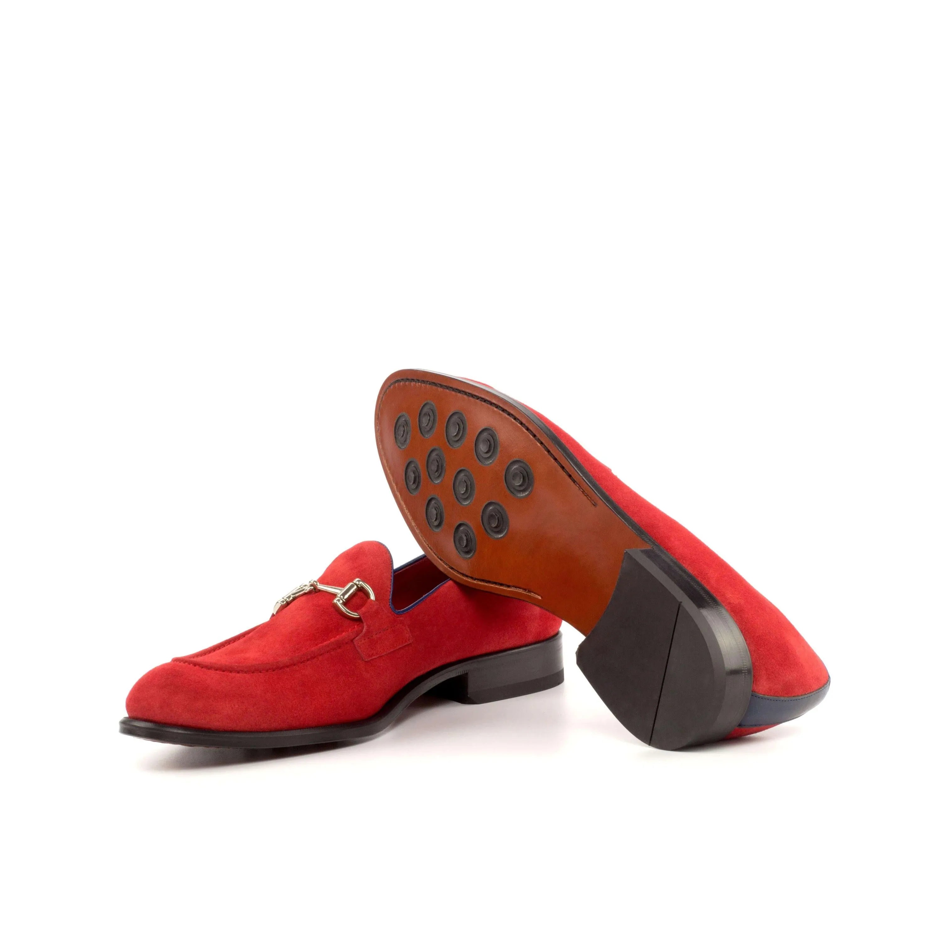 Red suede Bossy Loafers II, luxury bespoke shoes for men, embody elegance and style