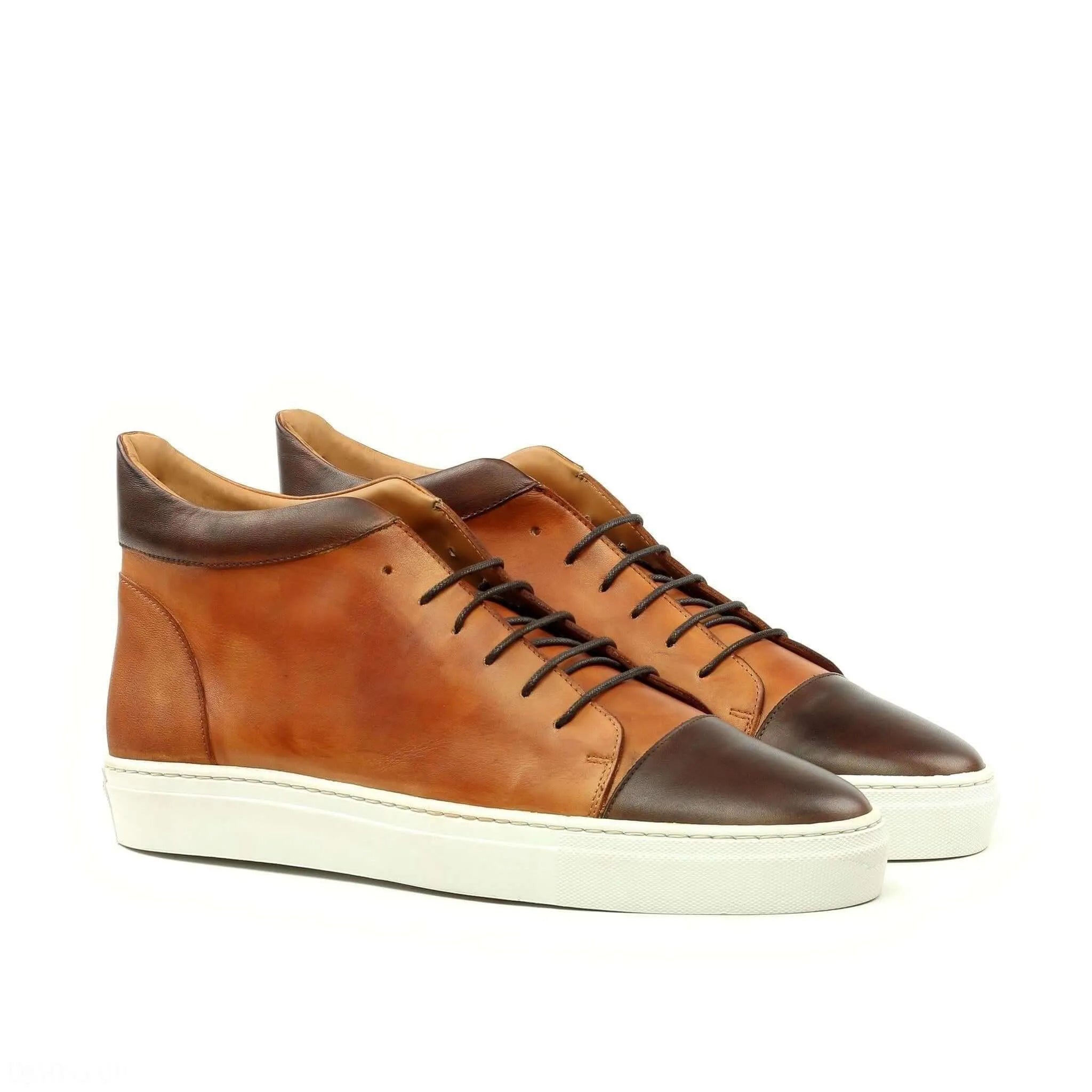 Two-tone leather high-top sneakers, Bowie High Top Sneakers II, featuring painted calf accents