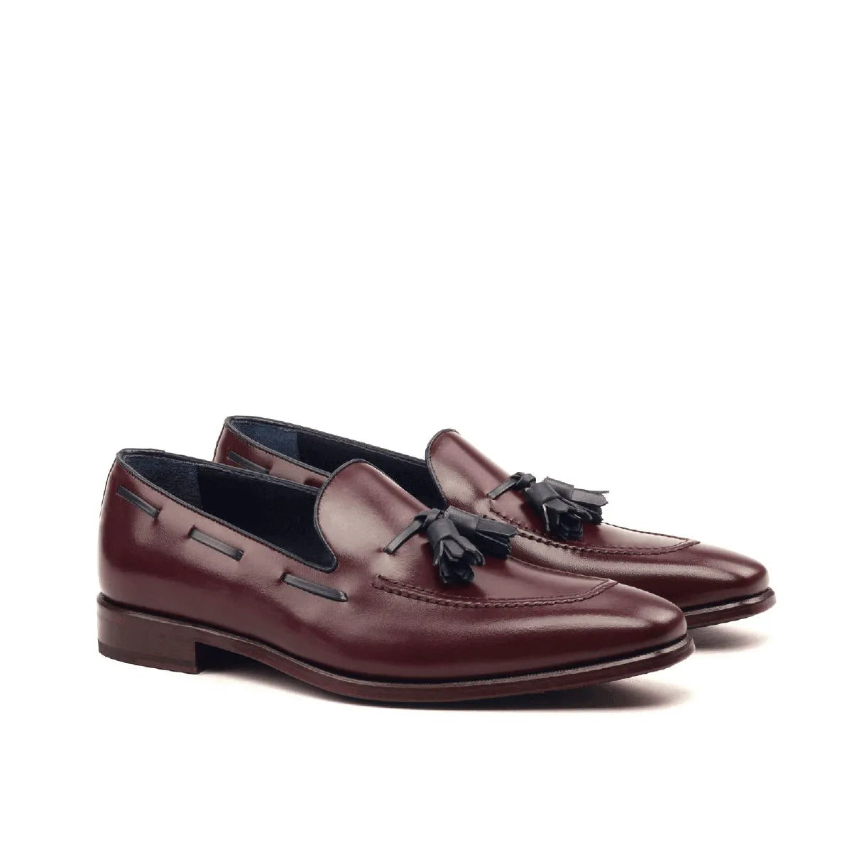 Burgundy Leather Tassel Loafers from Broadway Loafers II, crafted in luxury Box Calf