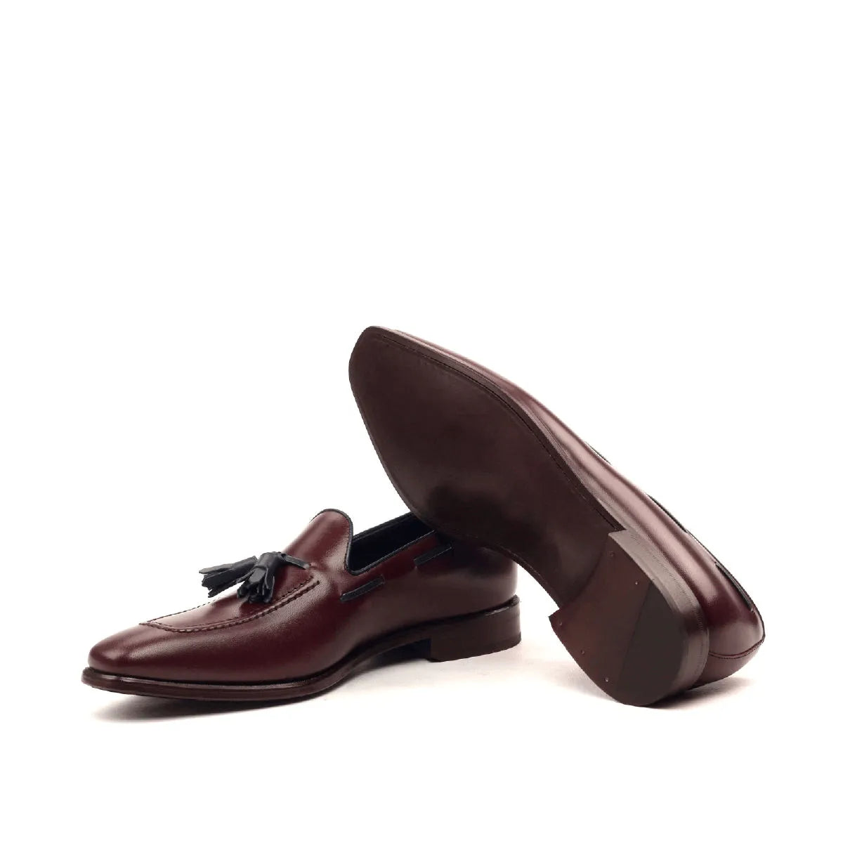 Burgundy leather tassel loafers, part of Broadway Loafers, luxury bespoke shoes for men