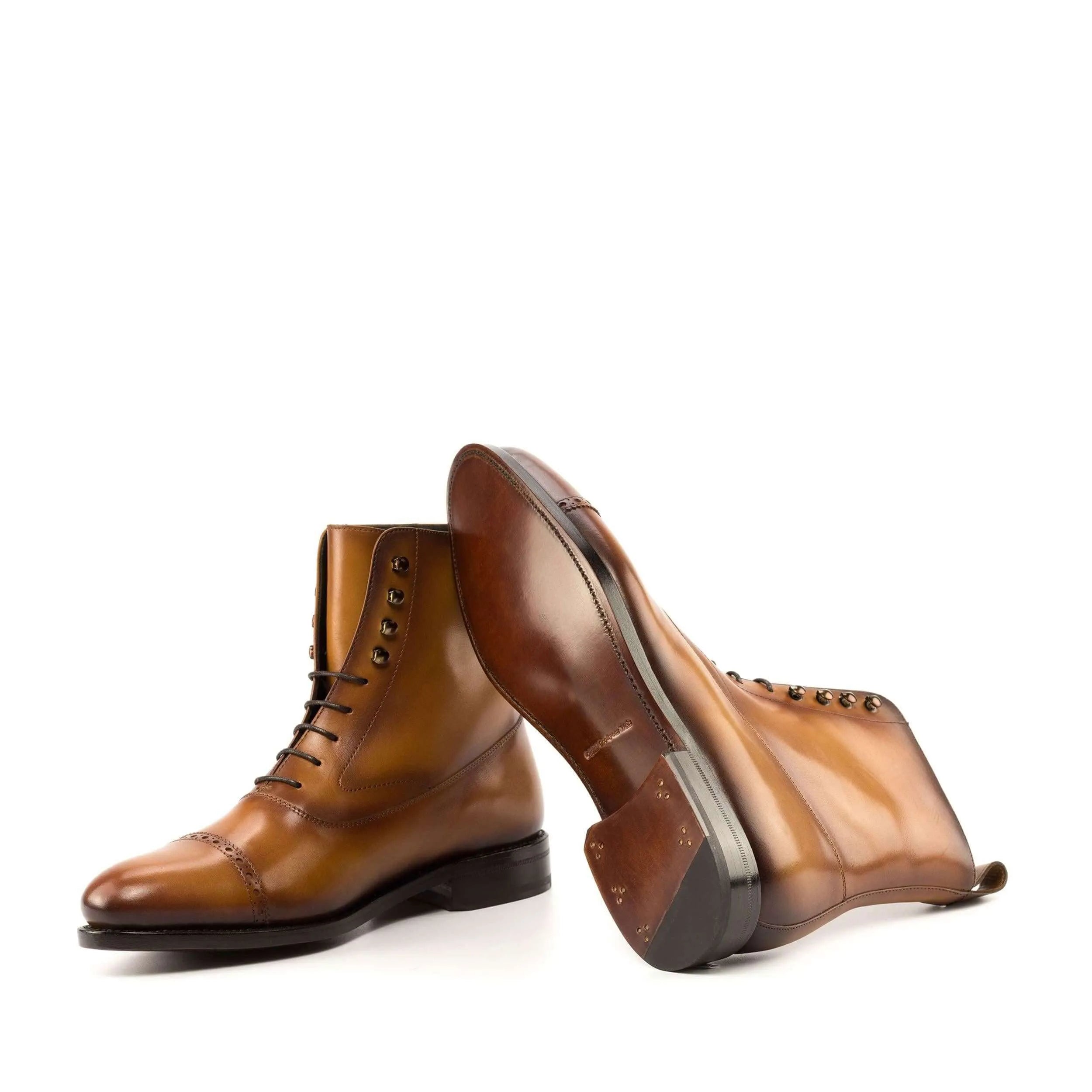 Brown leather lace-up Cainon Balmoral Boots for stylish sophistication and comfort