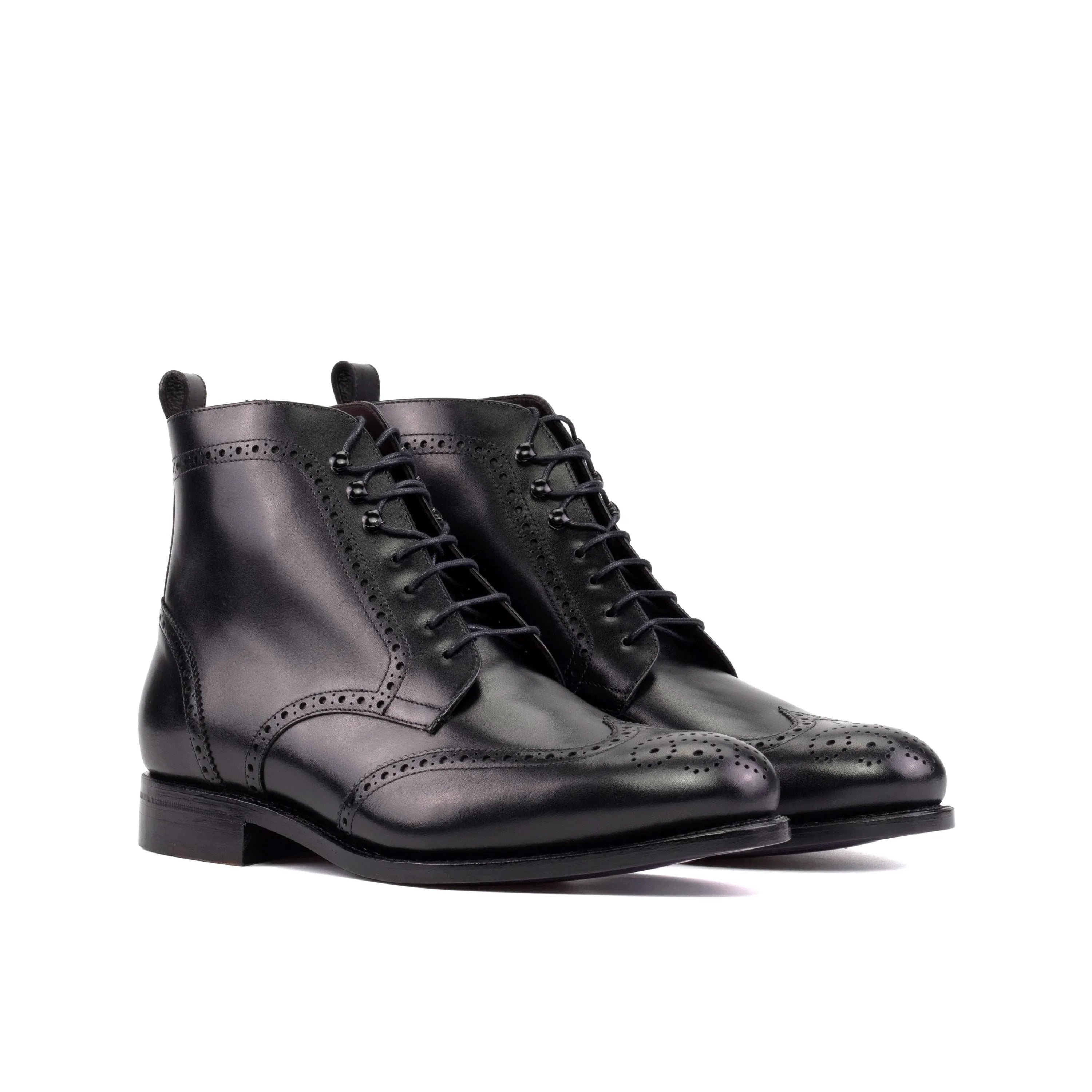 Black leather wingtip boots from Capital Military Brogue, ideal military brogue boots