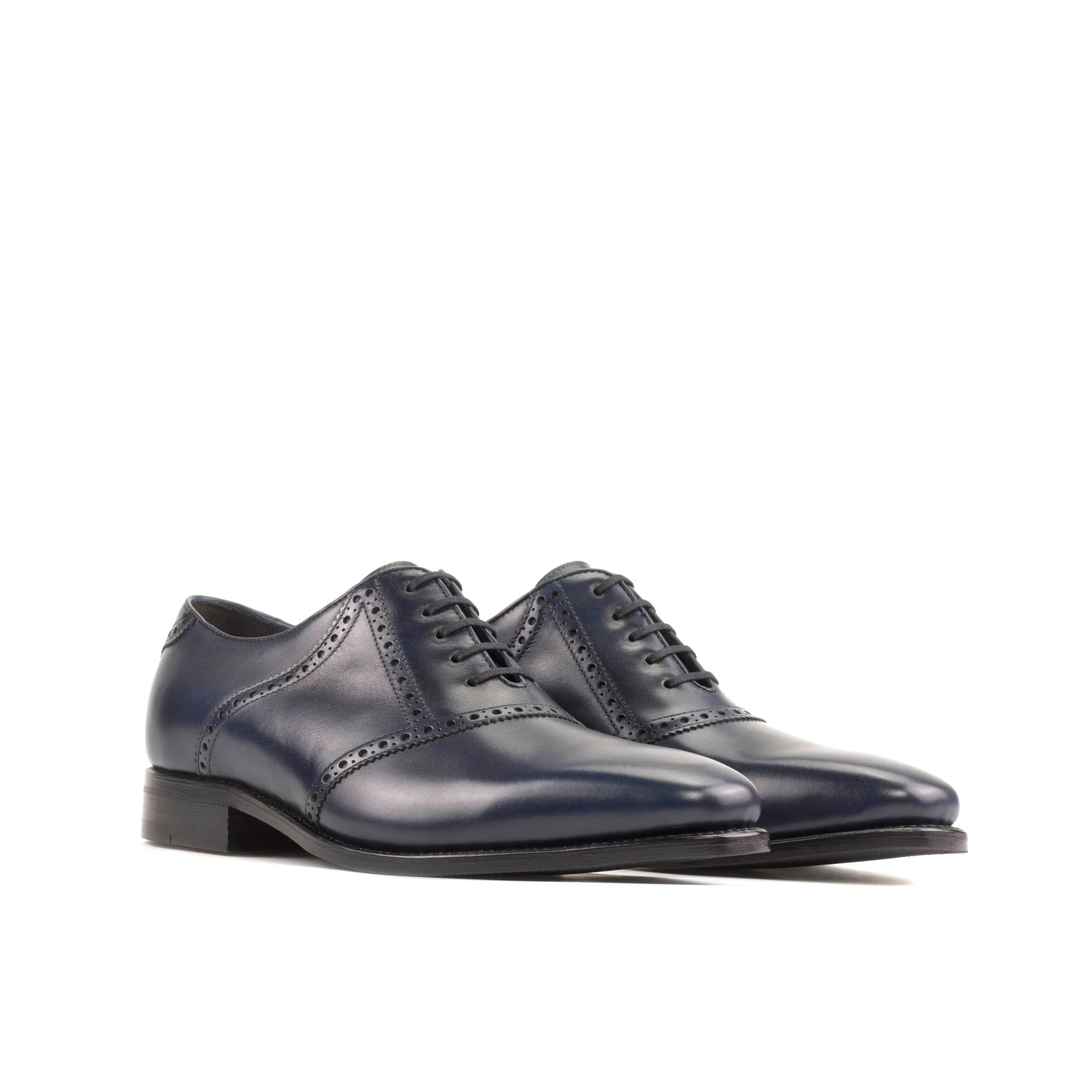 Navy blue leather Carmine saddle shoes for elegant and stylish dress occasions