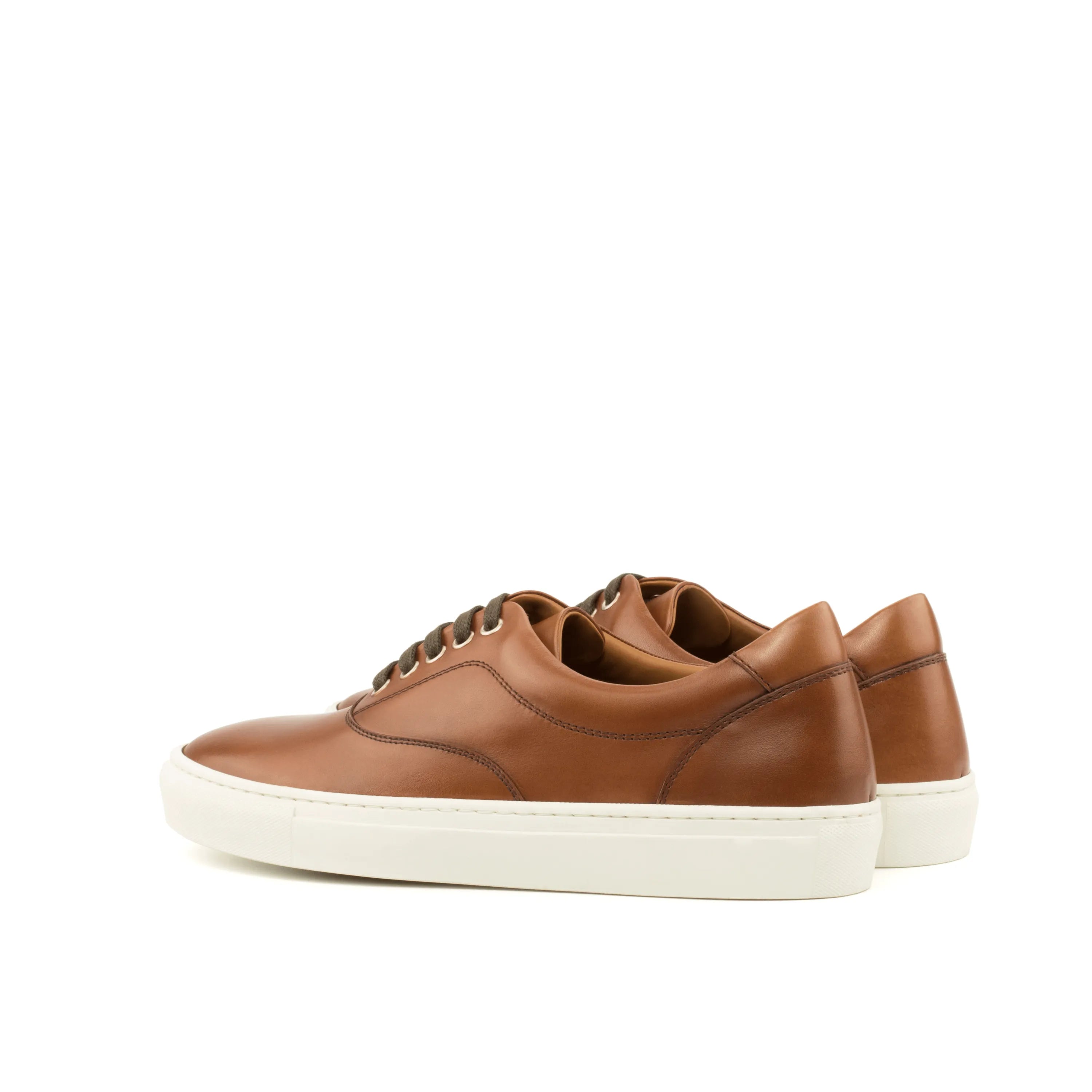 Brown leather Cassian Top Sider Sneakers with white soles, ideal cupsole trainers